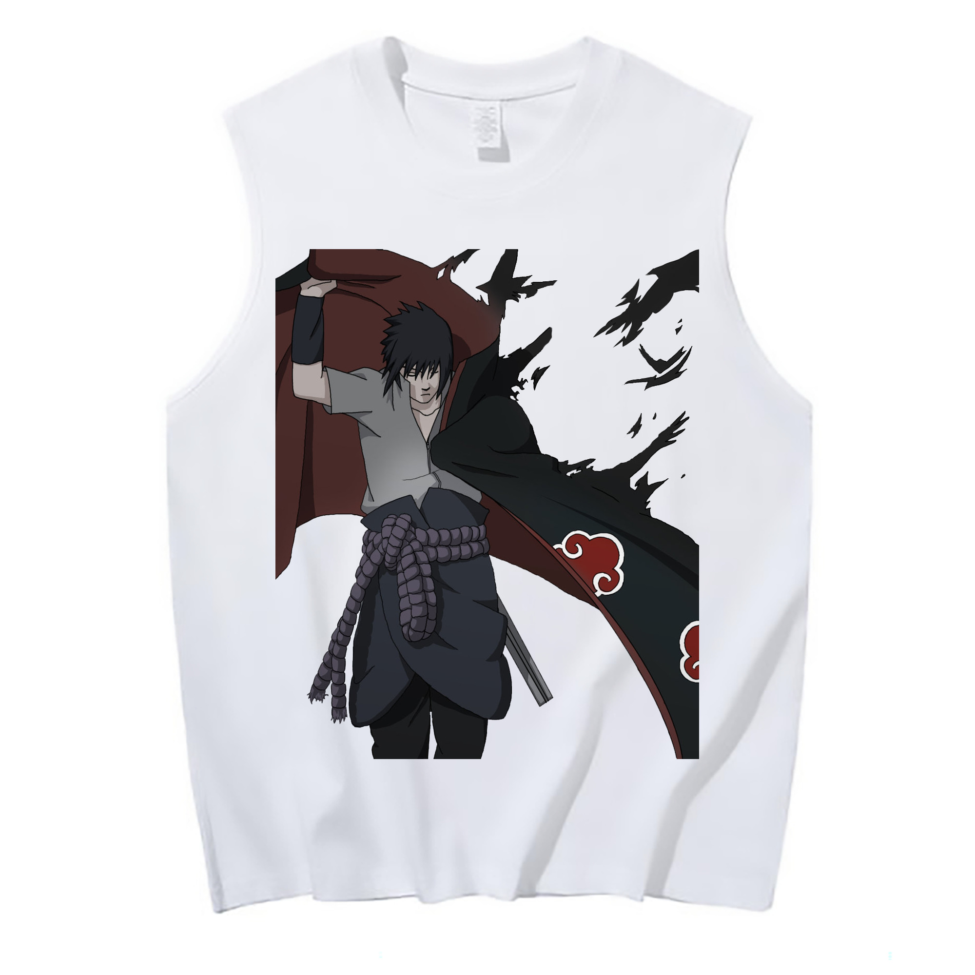 （画像用） NARUTO -ナルト- うちは サスケ Uchiha Sasuke コットン100％タンクトップ（フロントプリント）