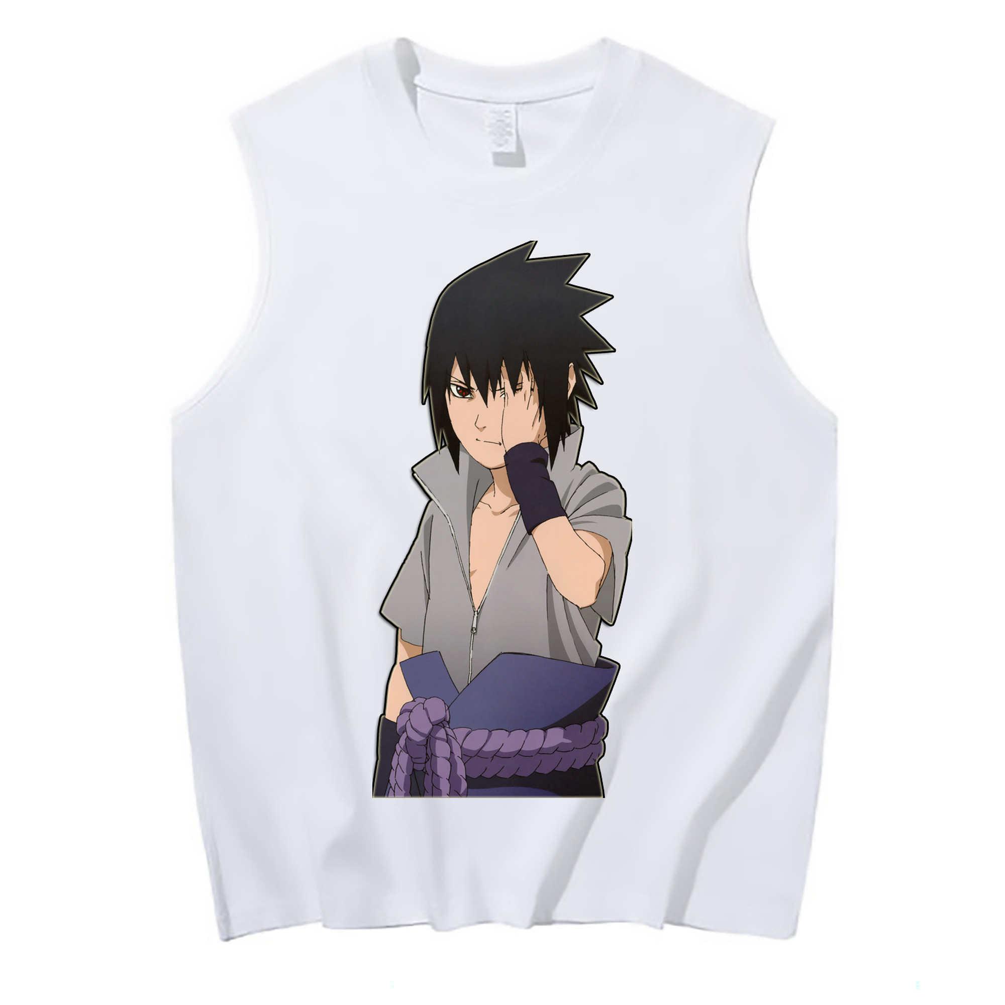 （画像用） NARUTO -ナルト- うちは サスケ Uchiha Sasuke コットン100％タンクトップ（フロントプリント）