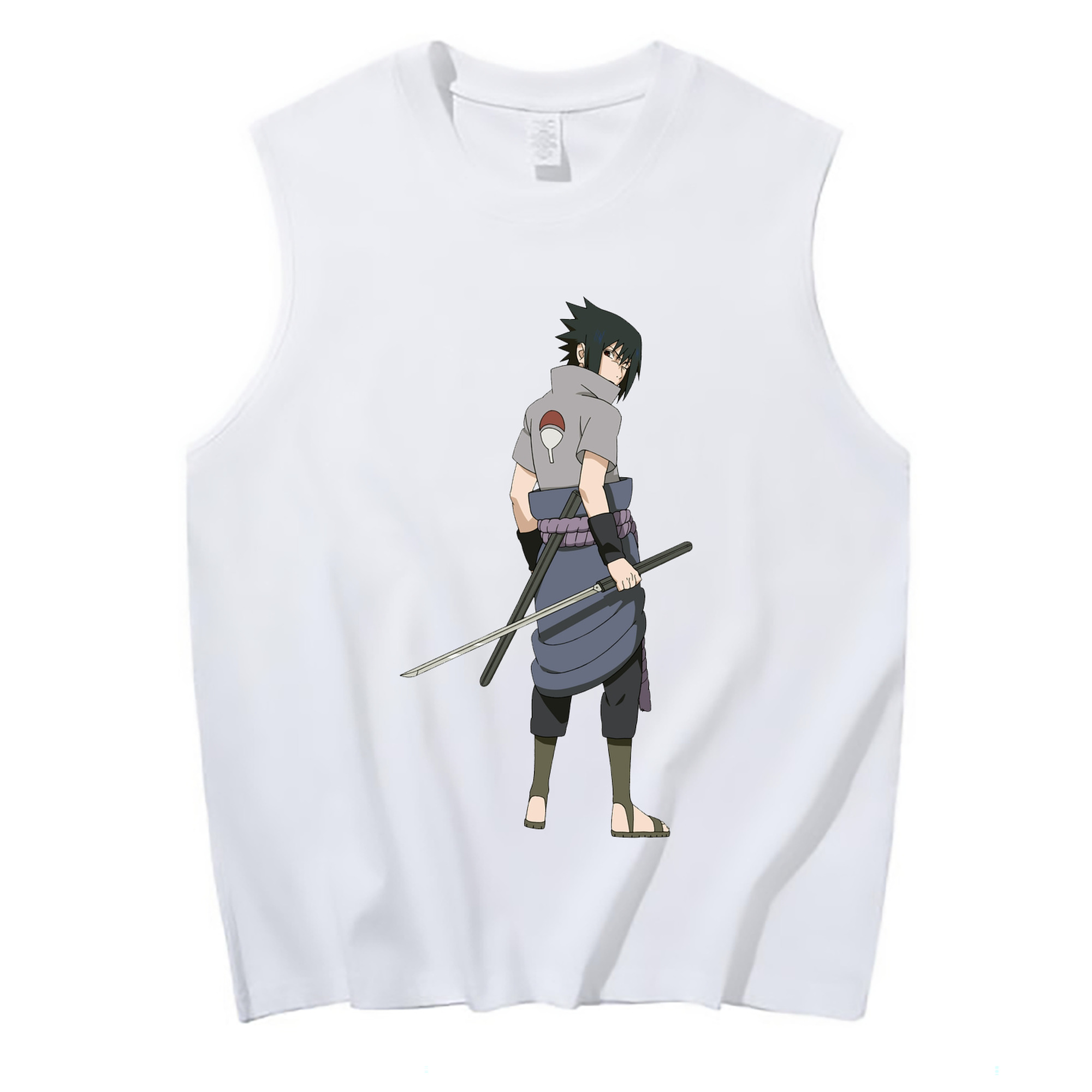 （画像用） NARUTO -ナルト- うちは サスケ Uchiha Sasuke コットン100％タンクトップ（フロントプリント）