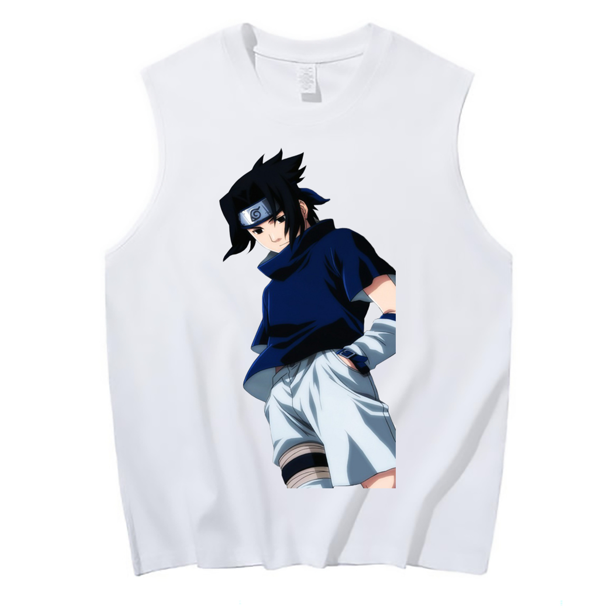 （画像用） NARUTO -ナルト- うちは サスケ Uchiha Sasuke コットン100％タンクトップ（フロントプリント）