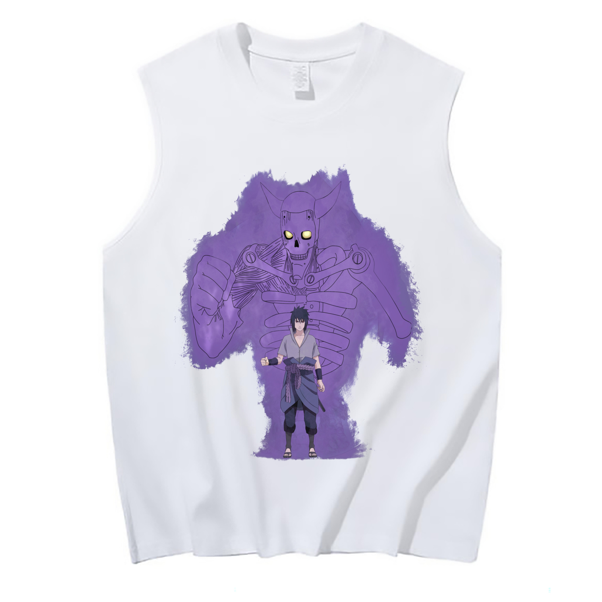 （画像用） NARUTO -ナルト- うちは サスケ Uchiha Sasuke コットン100％タンクトップ（フロントプリント）