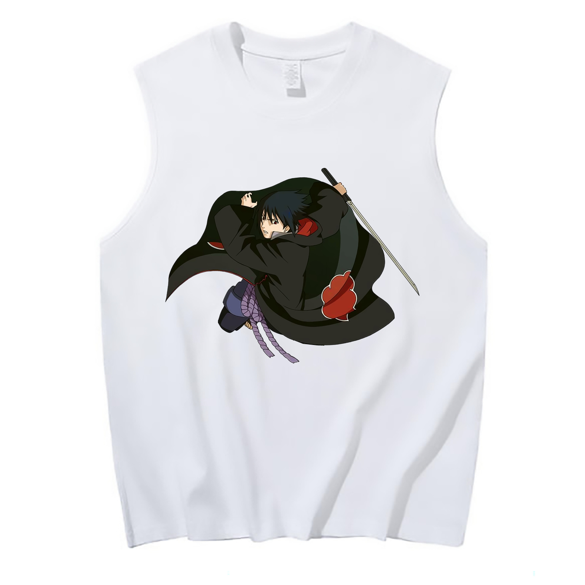 （画像用） NARUTO -ナルト- うちは サスケ Uchiha Sasuke コットン100％タンクトップ（フロントプリント）