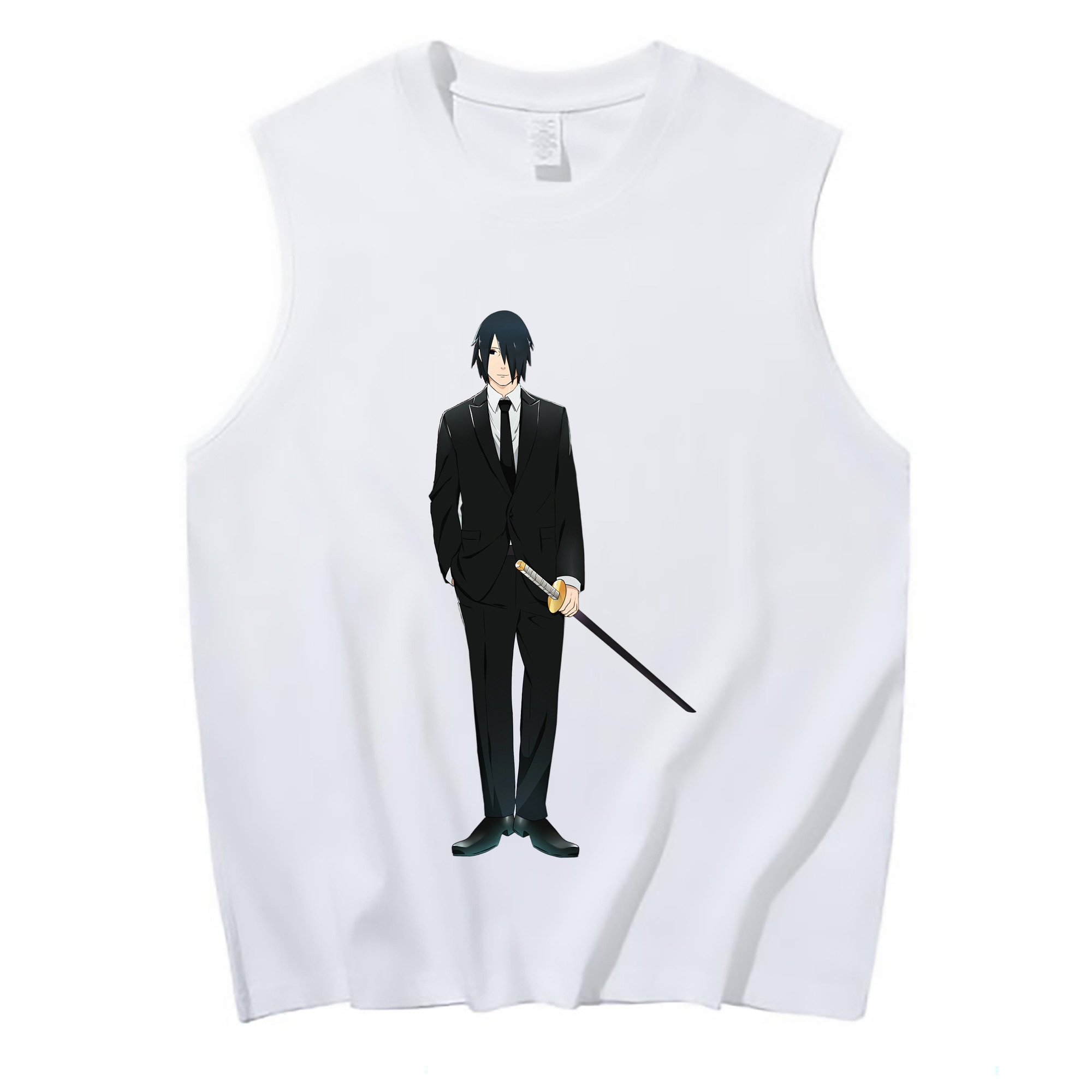 （画像用） NARUTO -ナルト- うちは サスケ Uchiha Sasuke コットン100％タンクトップ（フロントプリント）