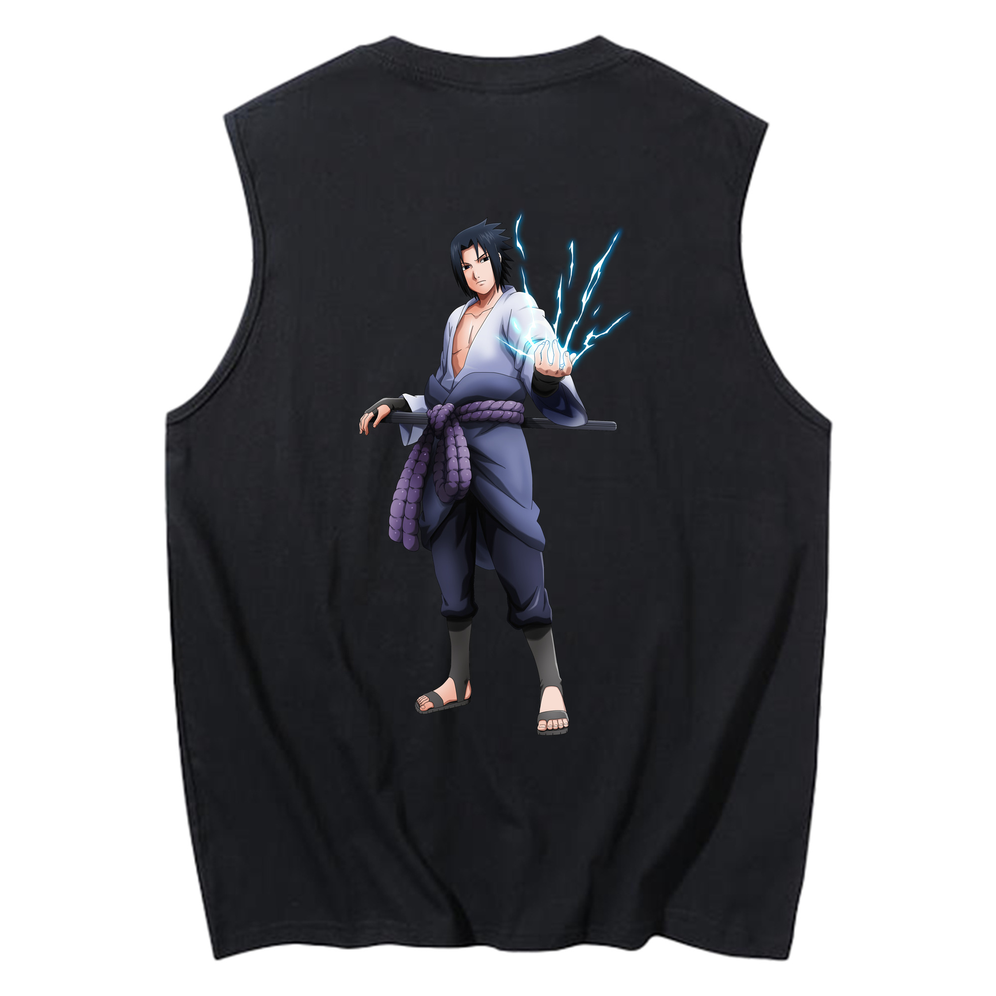 （画像用） NARUTO -ナルト- うちは サスケ Uchiha Sasuke コットン100％タンクトップ（背面プリント）