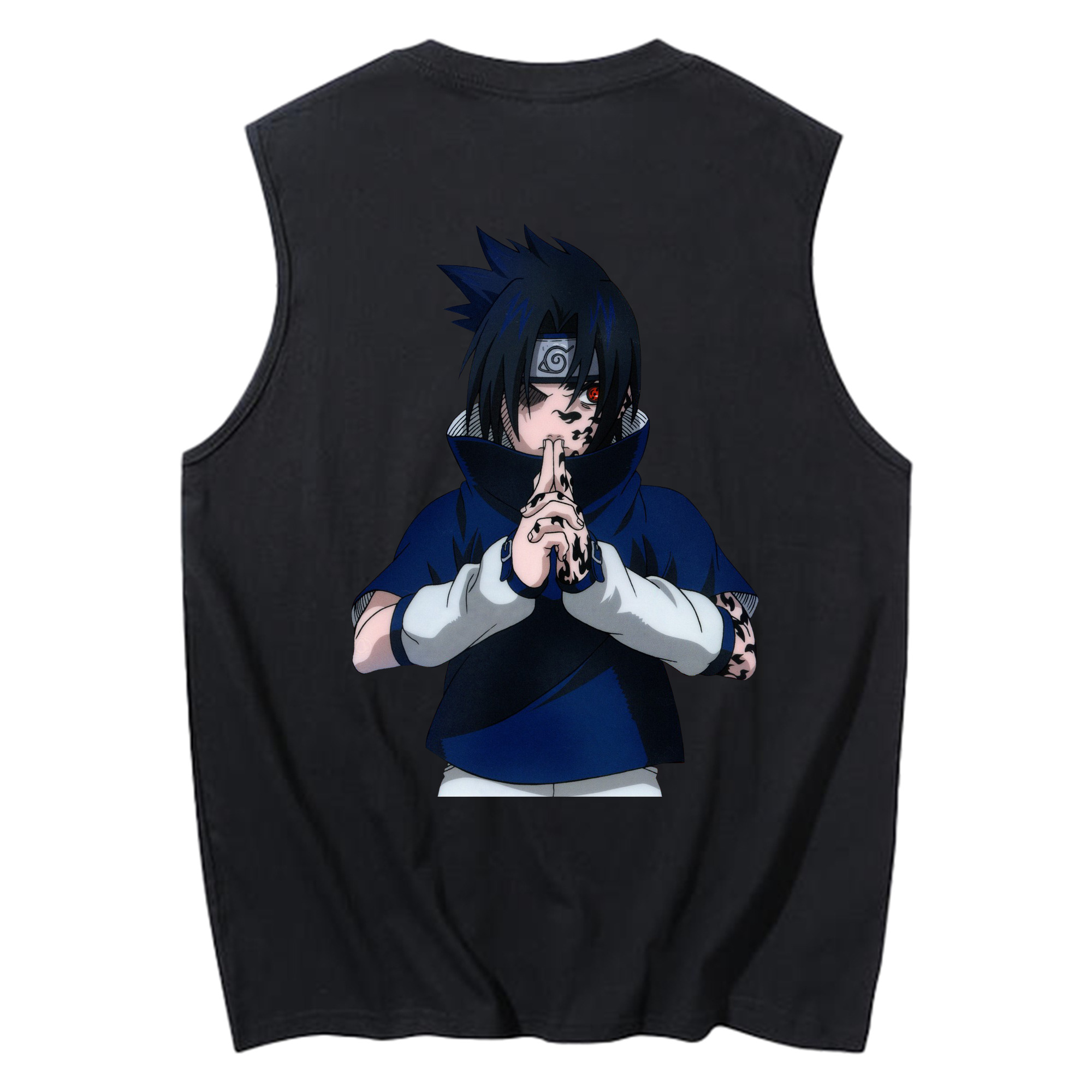 （画像用） NARUTO -ナルト- うちは サスケ Uchiha Sasuke コットン100％タンクトップ（背面プリント）