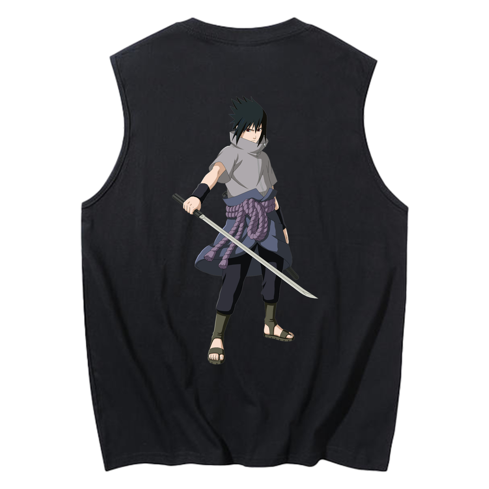 （画像用） NARUTO -ナルト- うちは サスケ Uchiha Sasuke コットン100％タンクトップ（背面プリント）