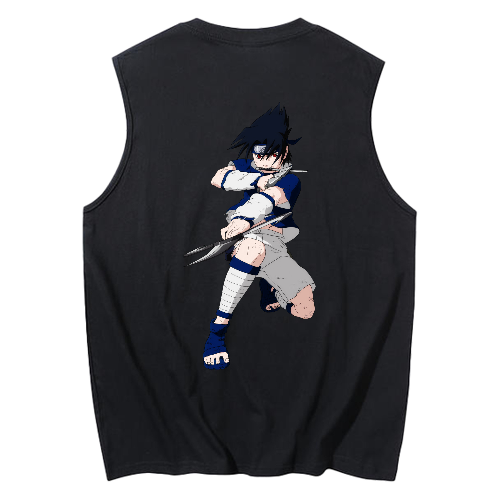 （画像用） NARUTO -ナルト- うちは サスケ Uchiha Sasuke コットン100％タンクトップ（背面プリント）