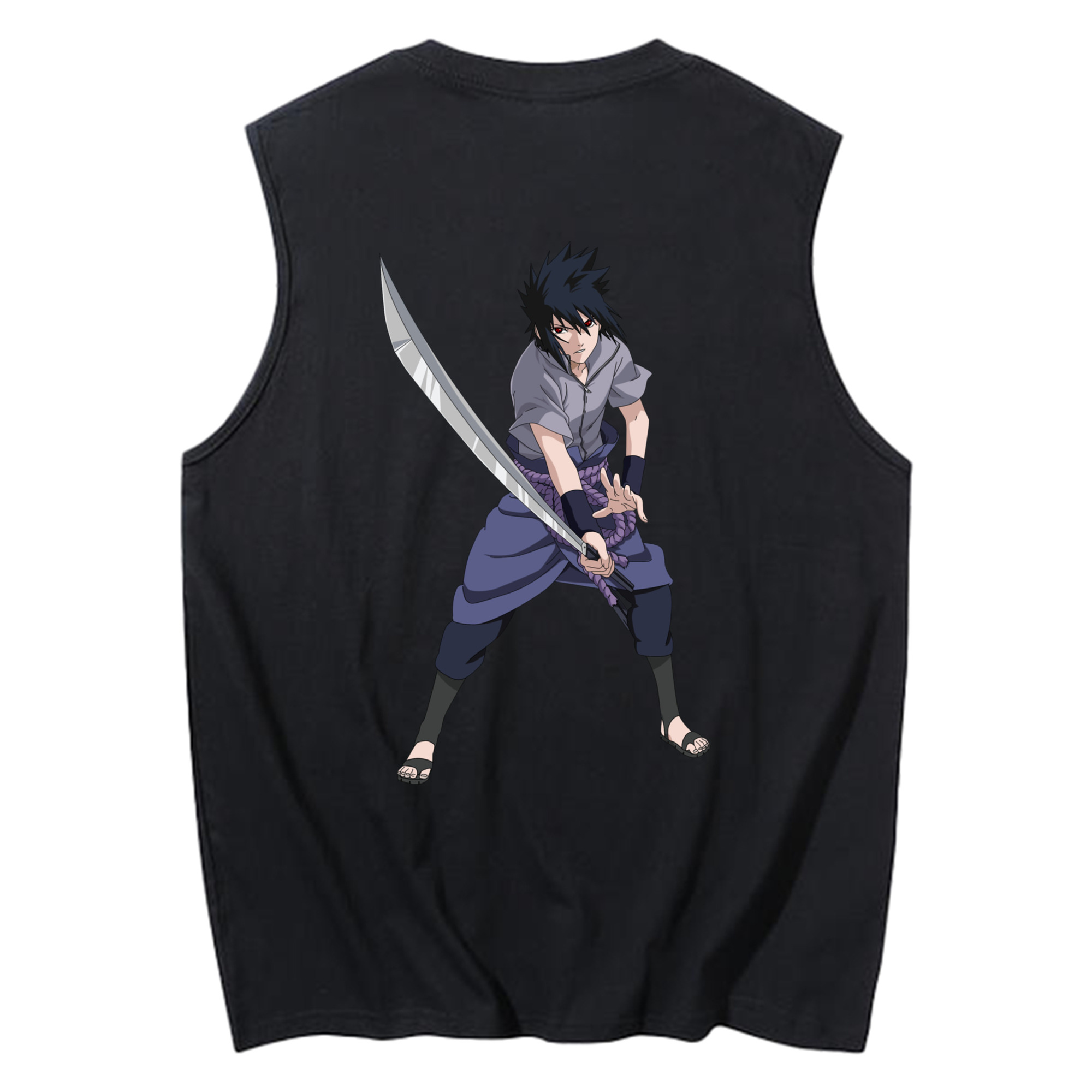 （画像用） NARUTO -ナルト- うちは サスケ Uchiha Sasuke コットン100％タンクトップ（背面プリント）