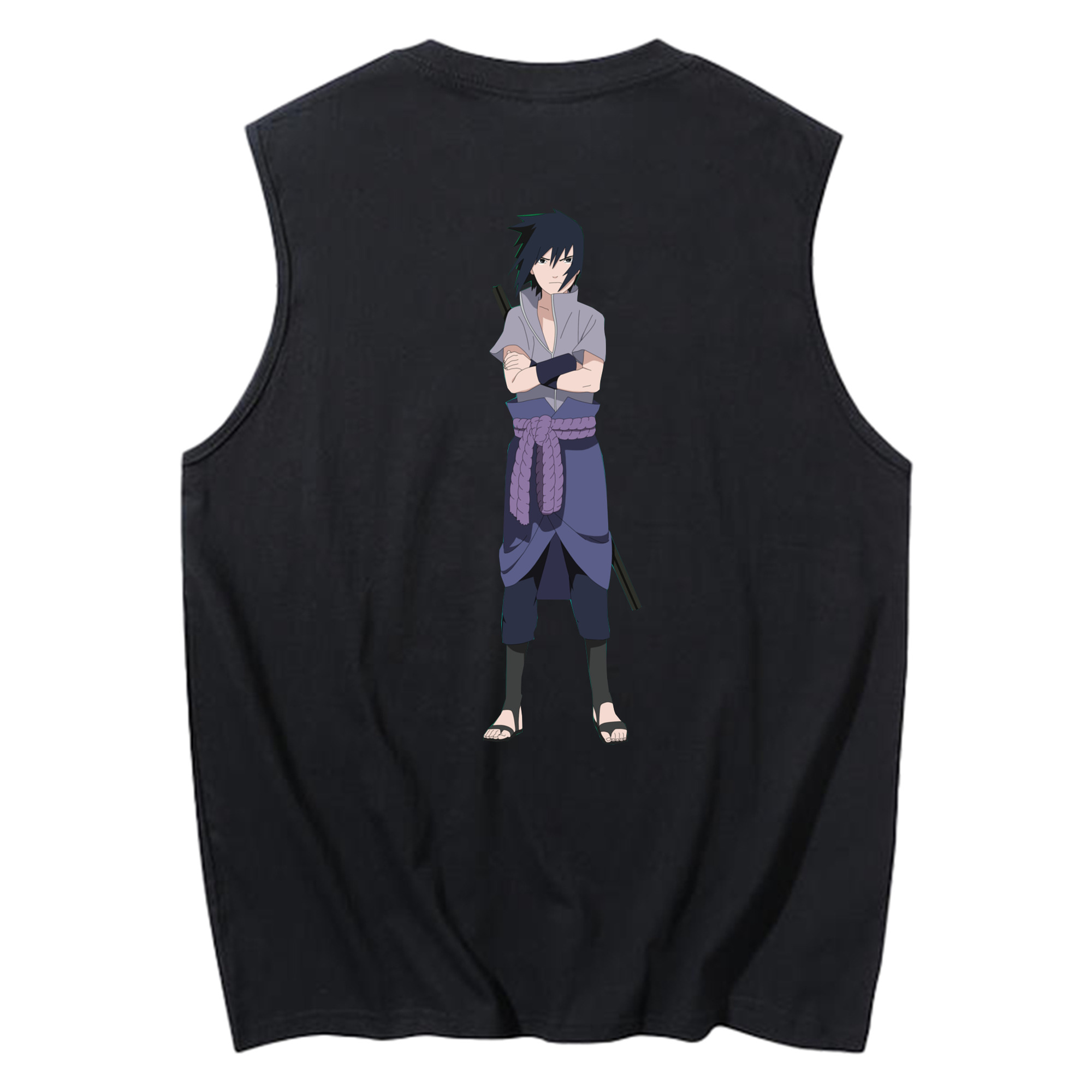 （画像用） NARUTO -ナルト- うちは サスケ Uchiha Sasuke コットン100％タンクトップ（背面プリント）