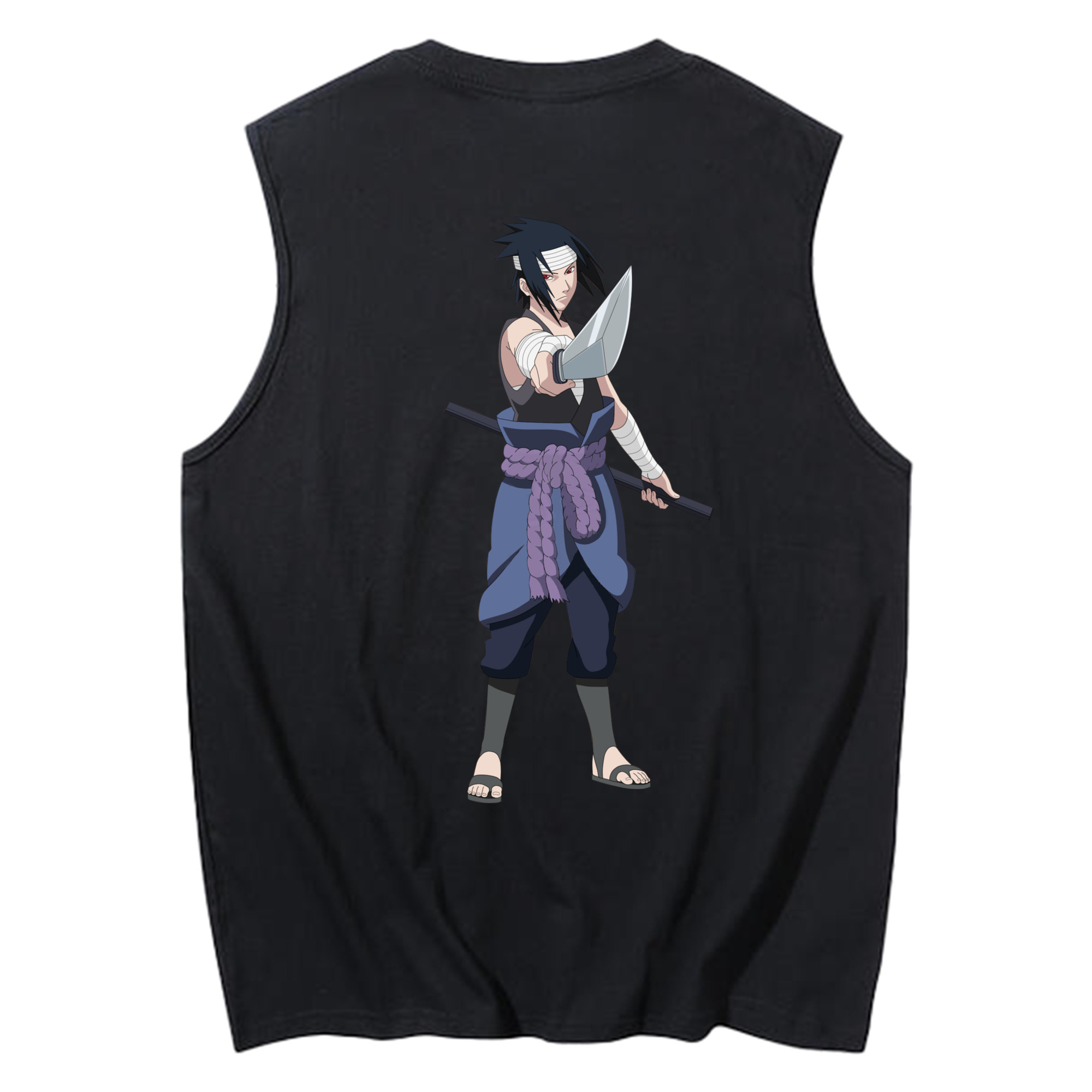 （画像用） NARUTO -ナルト- うちは サスケ Uchiha Sasuke コットン100％タンクトップ（背面プリント）