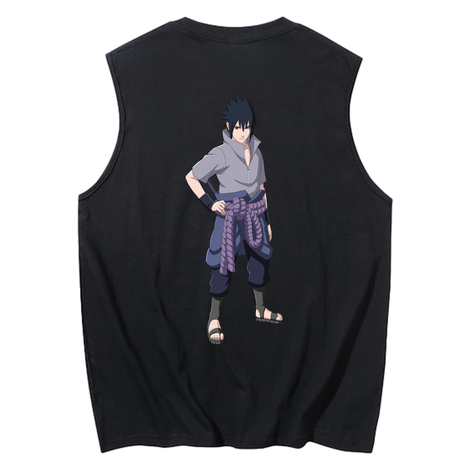 （画像用） NARUTO -ナルト- うちは サスケ Uchiha Sasuke コットン100％タンクトップ（背面プリント）