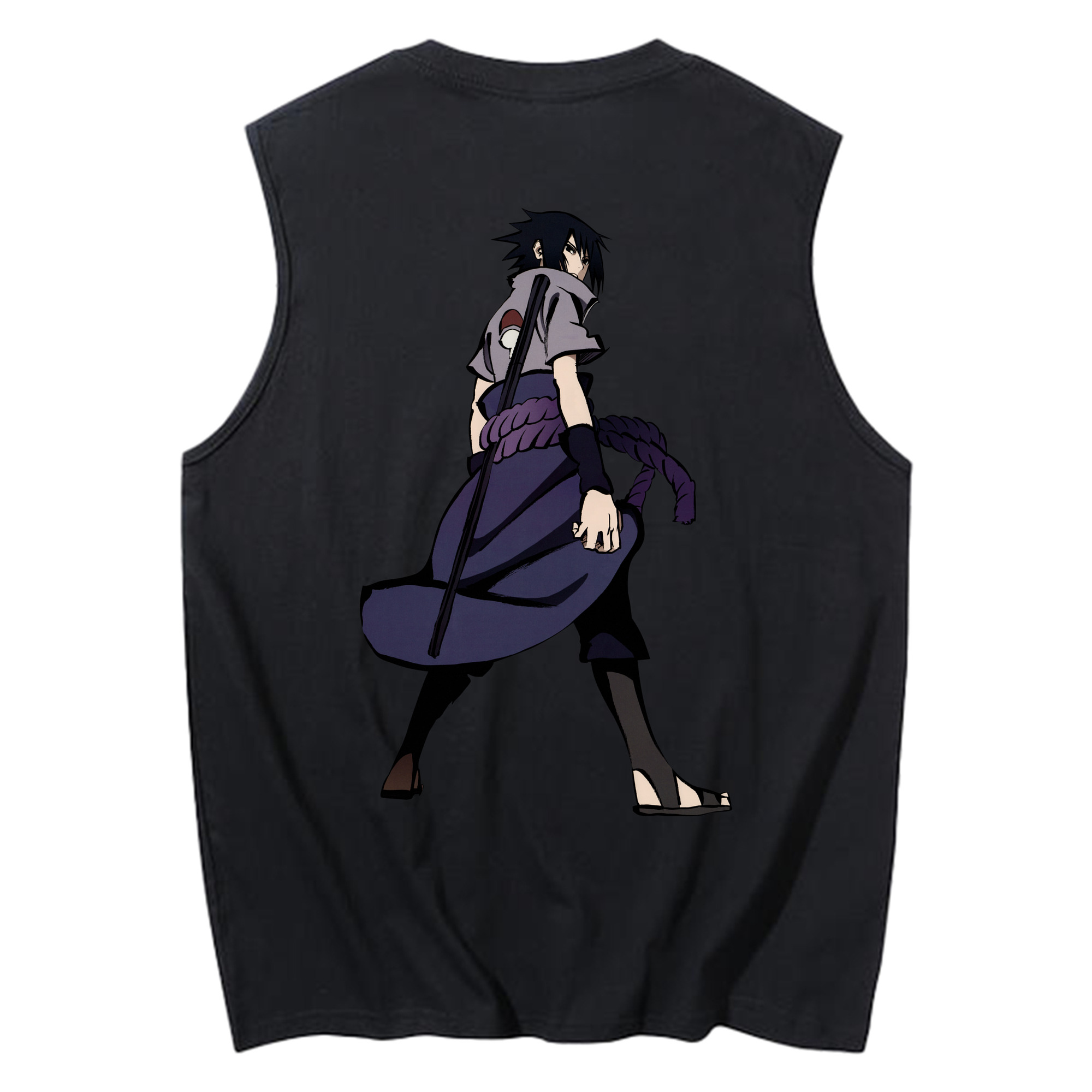 （画像用） NARUTO -ナルト- うちは サスケ Uchiha Sasuke コットン100％タンクトップ（背面プリント）