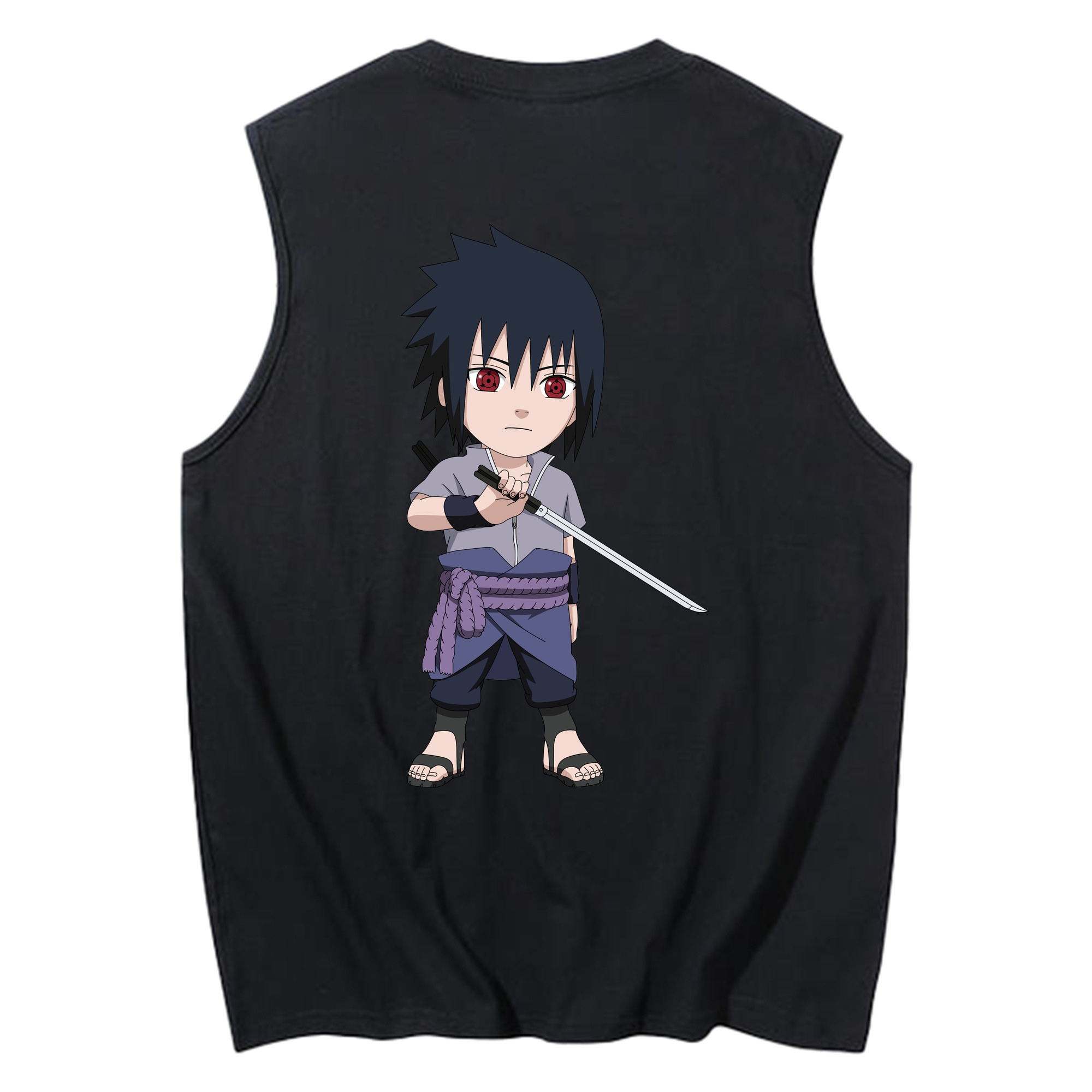 （画像用） NARUTO -ナルト- うちは サスケ Uchiha Sasuke コットン100％タンクトップ（背面プリント）