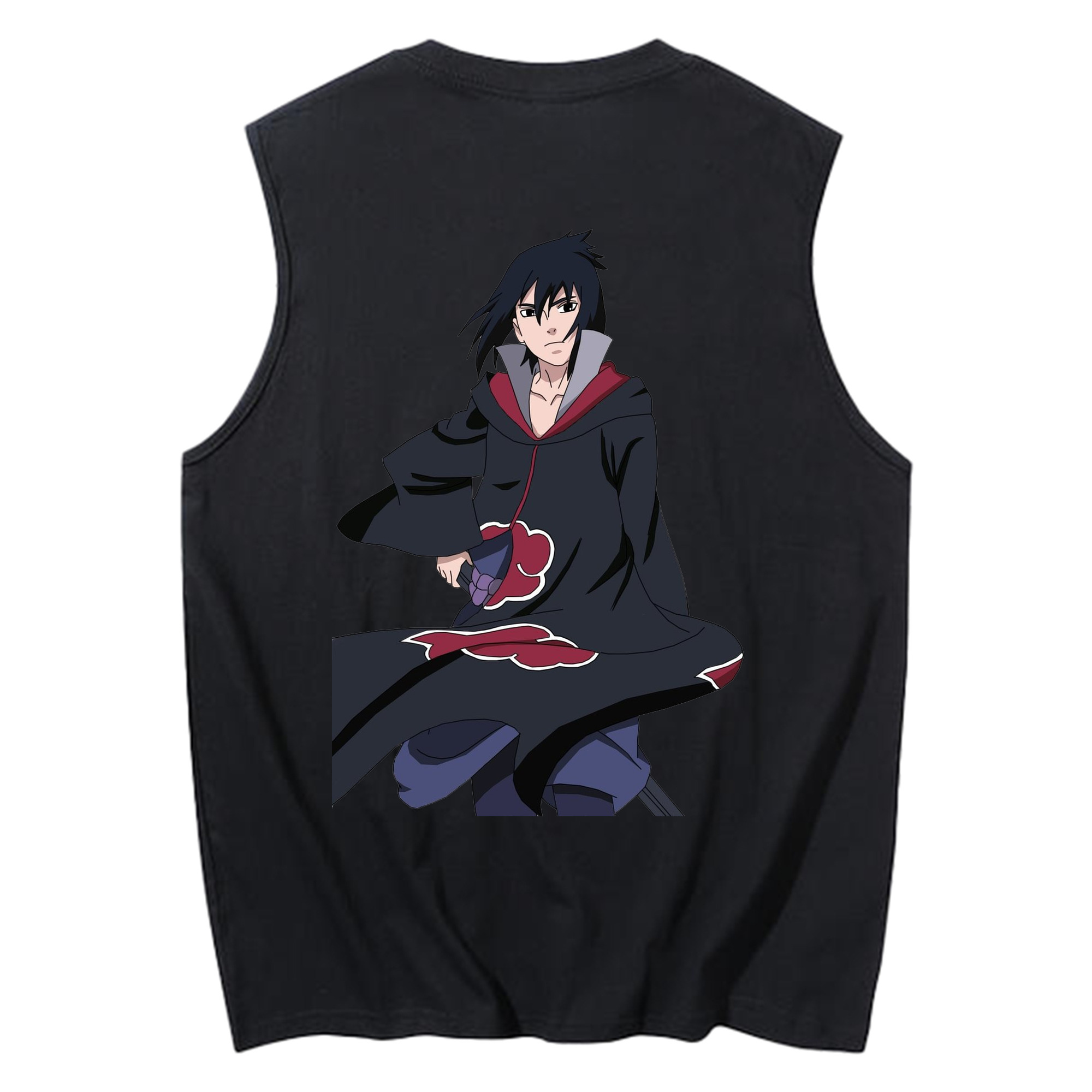 （画像用） NARUTO -ナルト- うちは サスケ Uchiha Sasuke コットン100％タンクトップ（背面プリント）