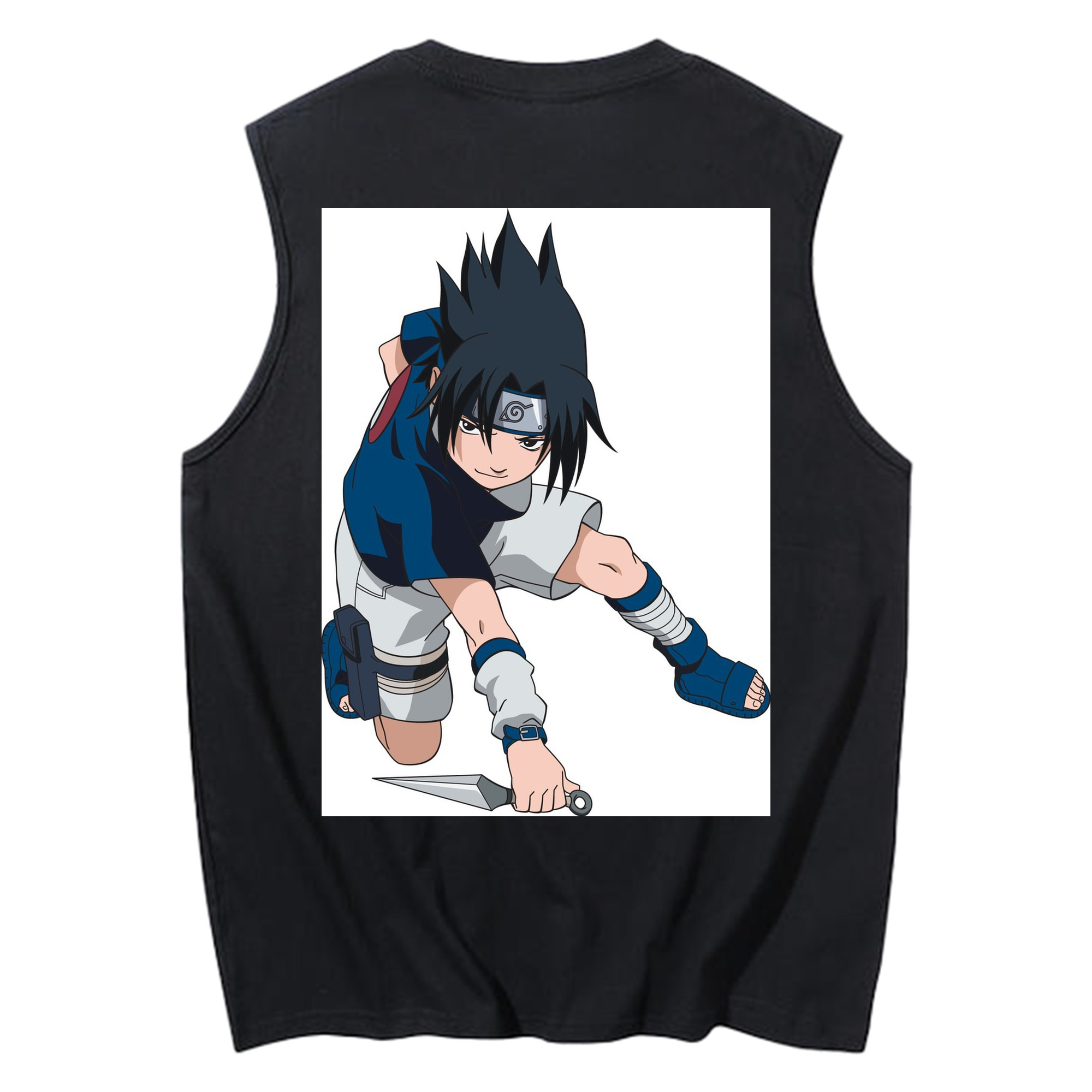 （画像用） NARUTO -ナルト- うちは サスケ Uchiha Sasuke コットン100％タンクトップ（背面プリント）