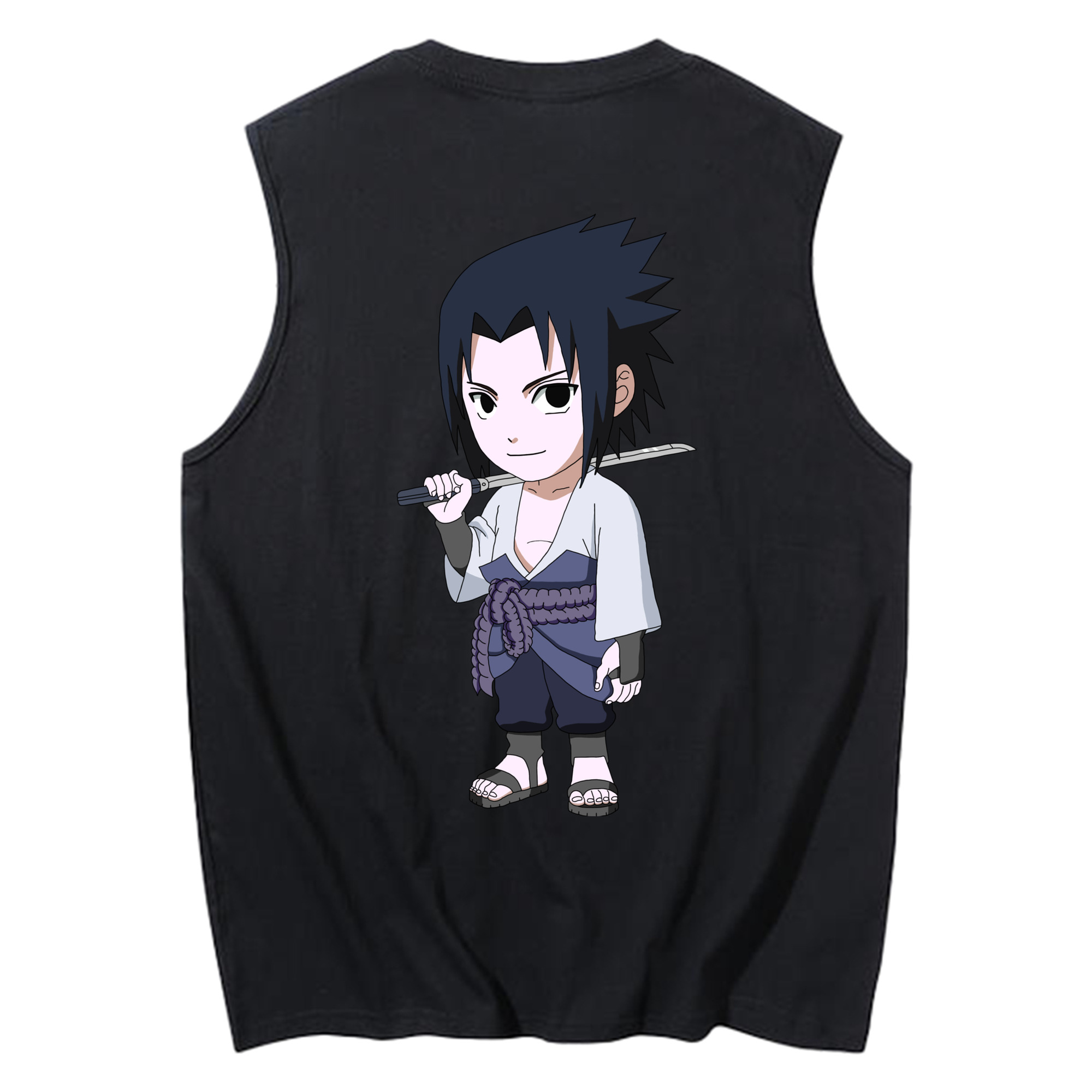 （画像用） NARUTO -ナルト- うちは サスケ Uchiha Sasuke コットン100％タンクトップ（背面プリント）