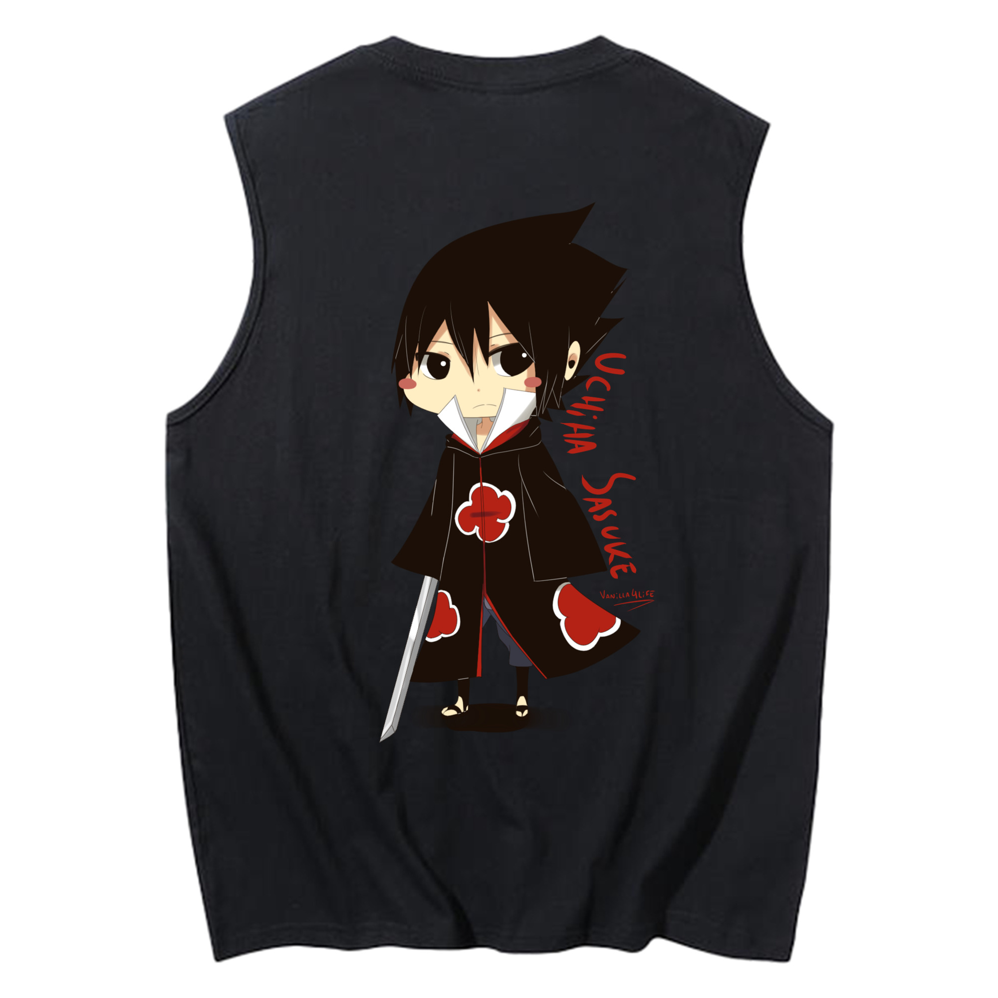 （画像用） NARUTO -ナルト- うちは サスケ Uchiha Sasuke コットン100％タンクトップ（背面プリント）