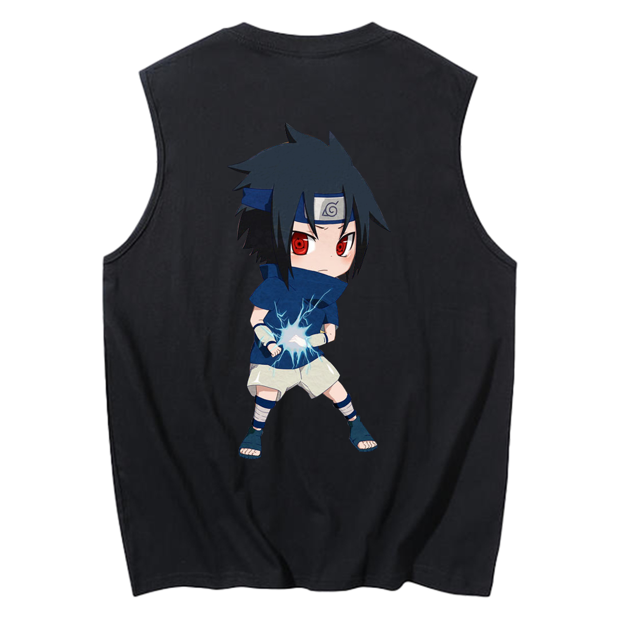 （画像用） NARUTO -ナルト- うちは サスケ Uchiha Sasuke コットン100％タンクトップ（背面プリント）