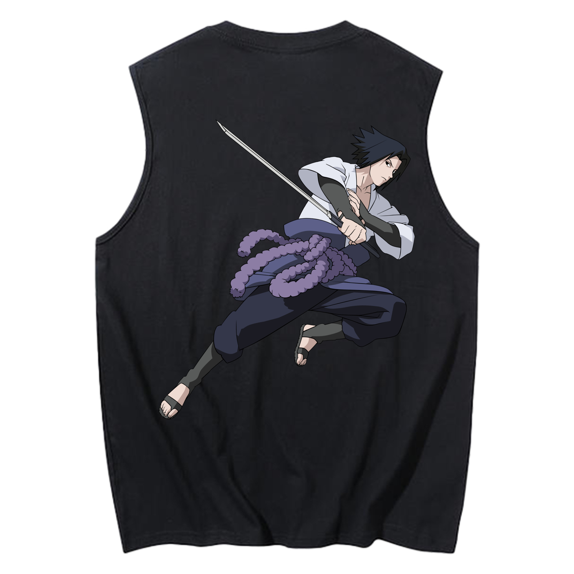 （画像用） NARUTO -ナルト- うちは サスケ Uchiha Sasuke コットン100％タンクトップ（背面プリント）