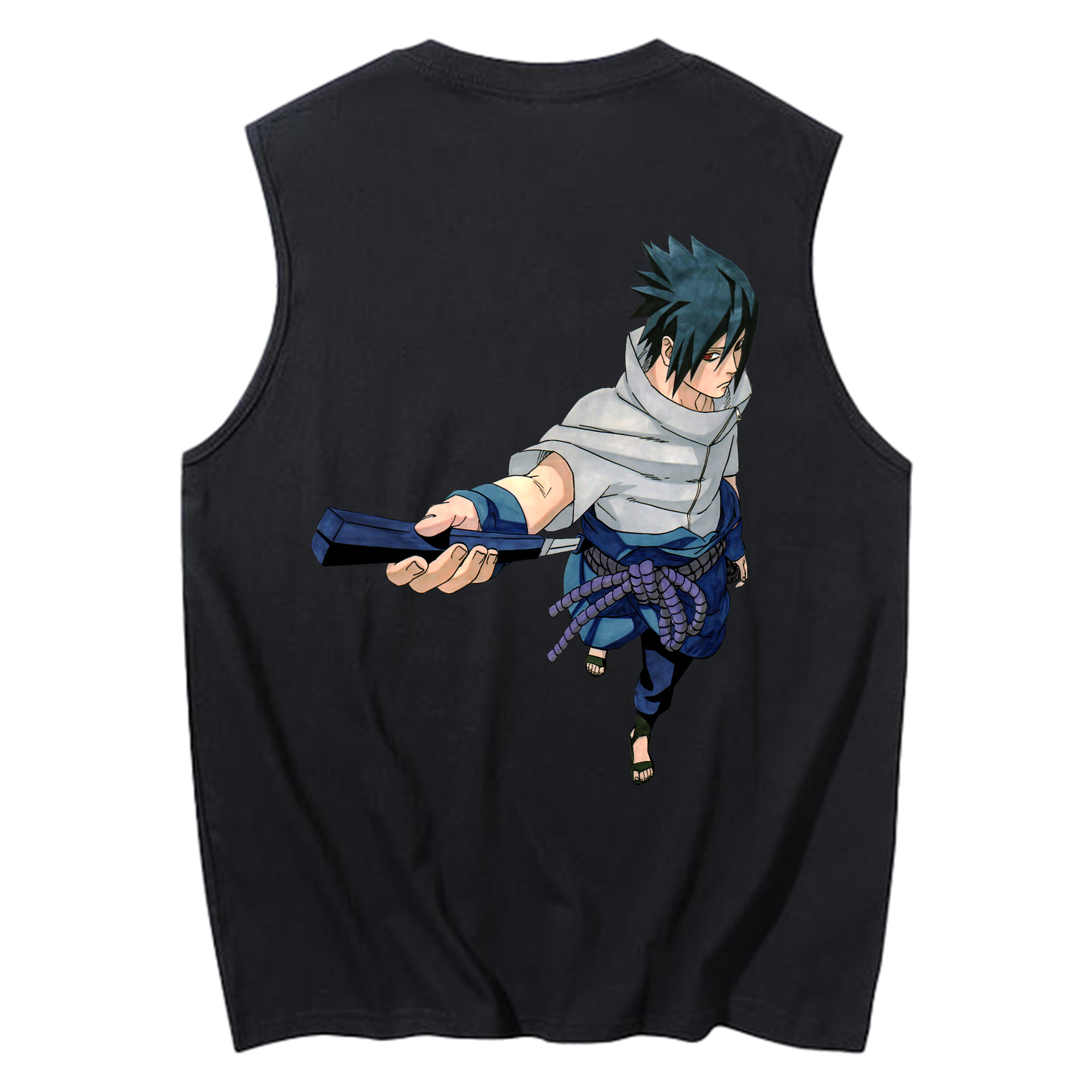 （画像用） NARUTO -ナルト- うちは サスケ Uchiha Sasuke コットン100％タンクトップ（背面プリント）