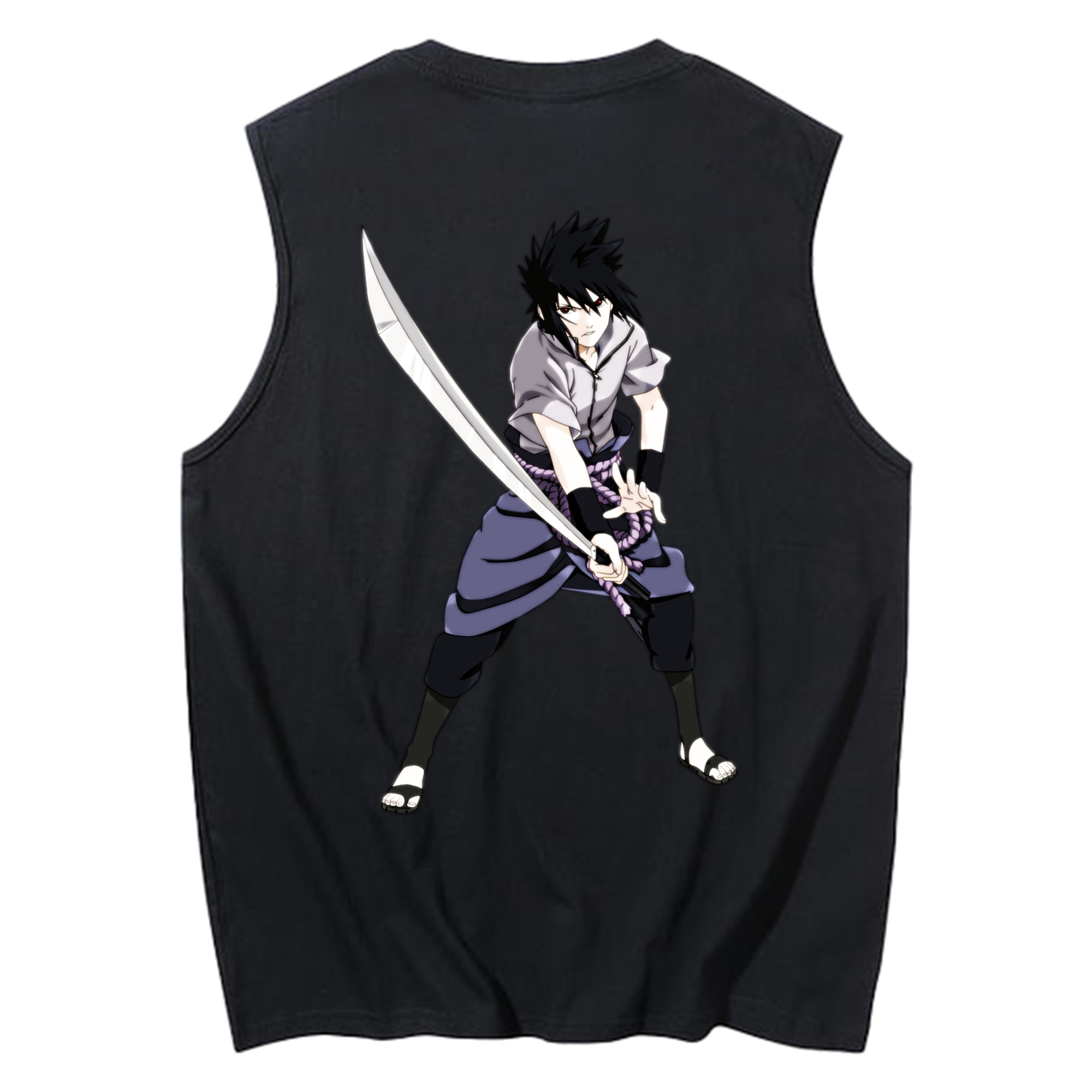 （画像用） NARUTO -ナルト- うちは サスケ Uchiha Sasuke コットン100％タンクトップ（背面プリント）