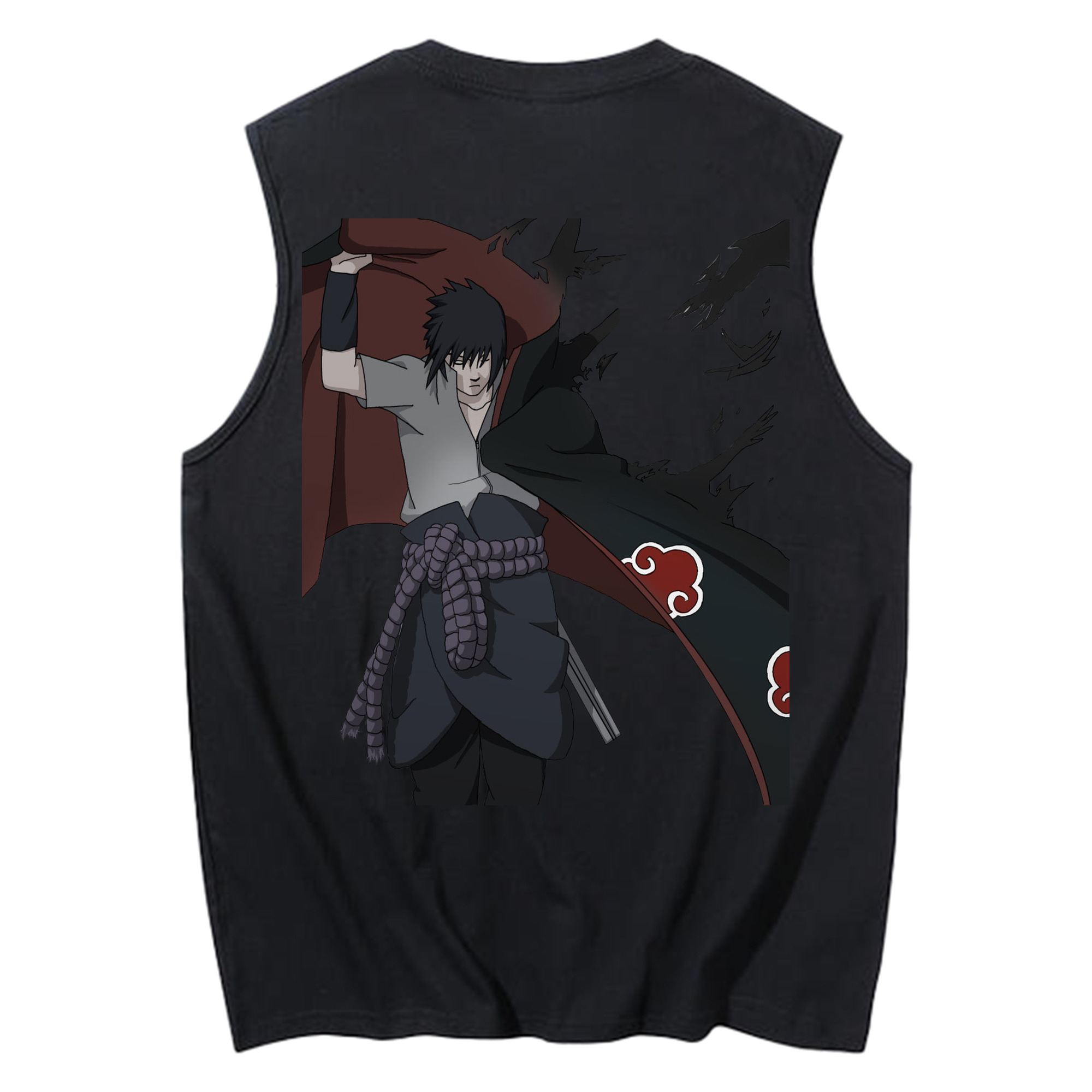 （画像用） NARUTO -ナルト- うちは サスケ Uchiha Sasuke コットン100％タンクトップ（背面プリント）
