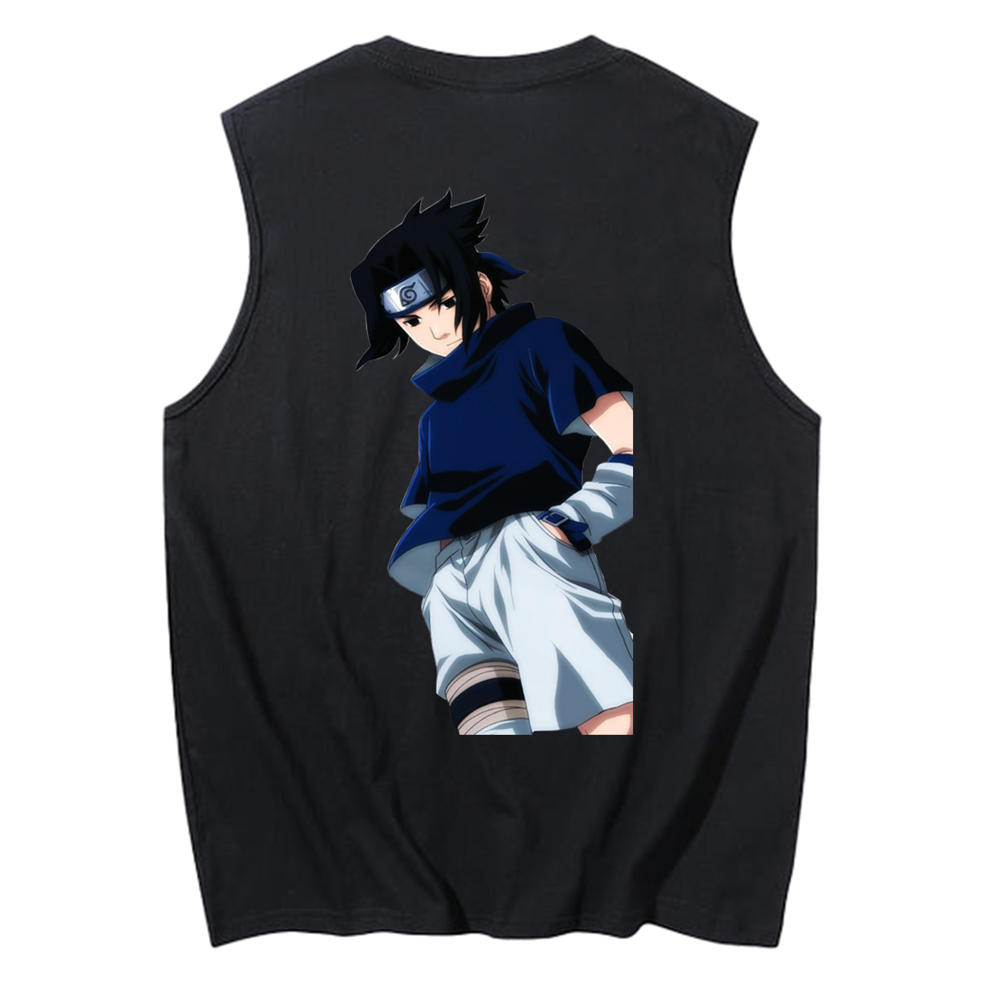 （画像用） NARUTO -ナルト- うちは サスケ Uchiha Sasuke コットン100％タンクトップ（背面プリント）