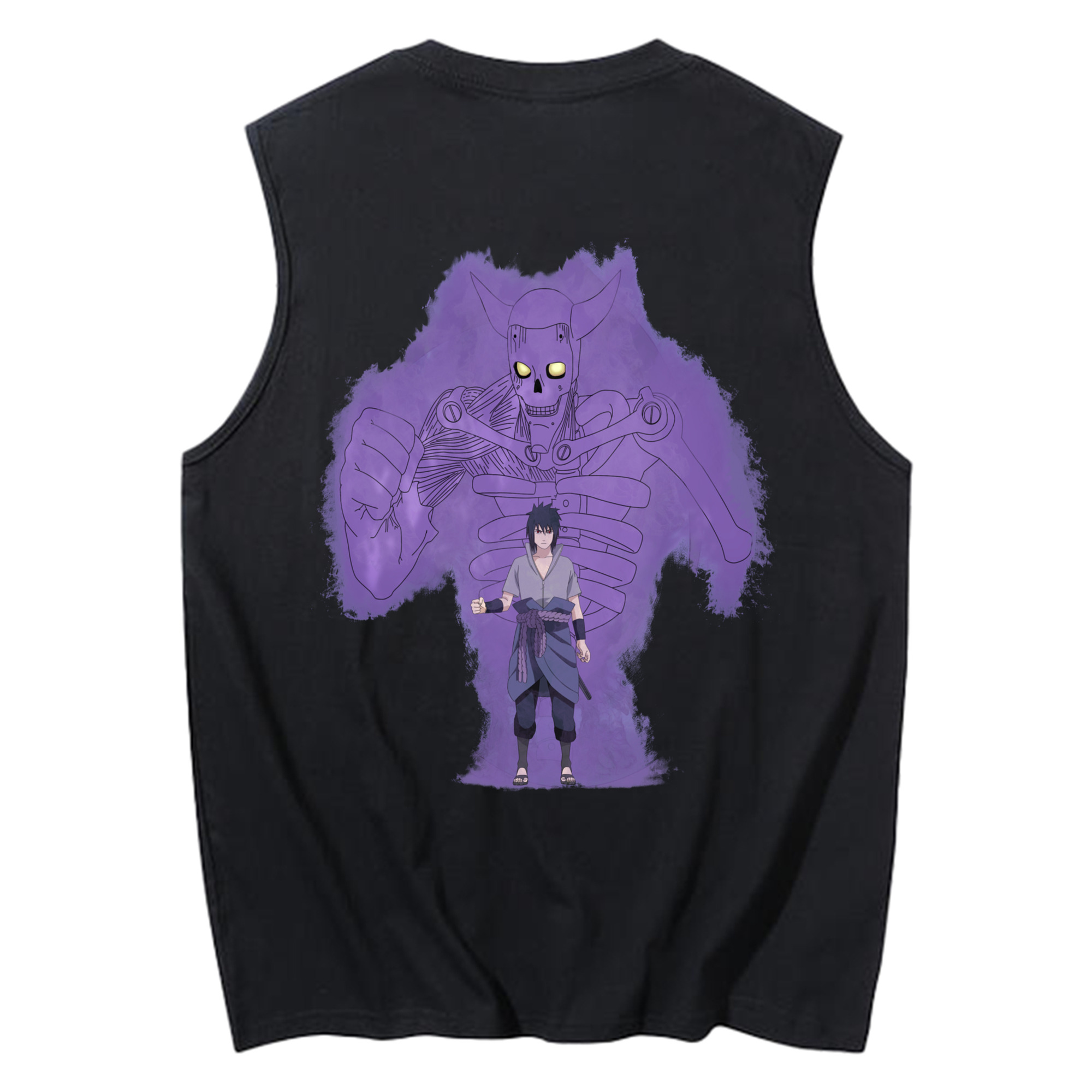 （画像用） NARUTO -ナルト- うちは サスケ Uchiha Sasuke コットン100％タンクトップ（背面プリント）