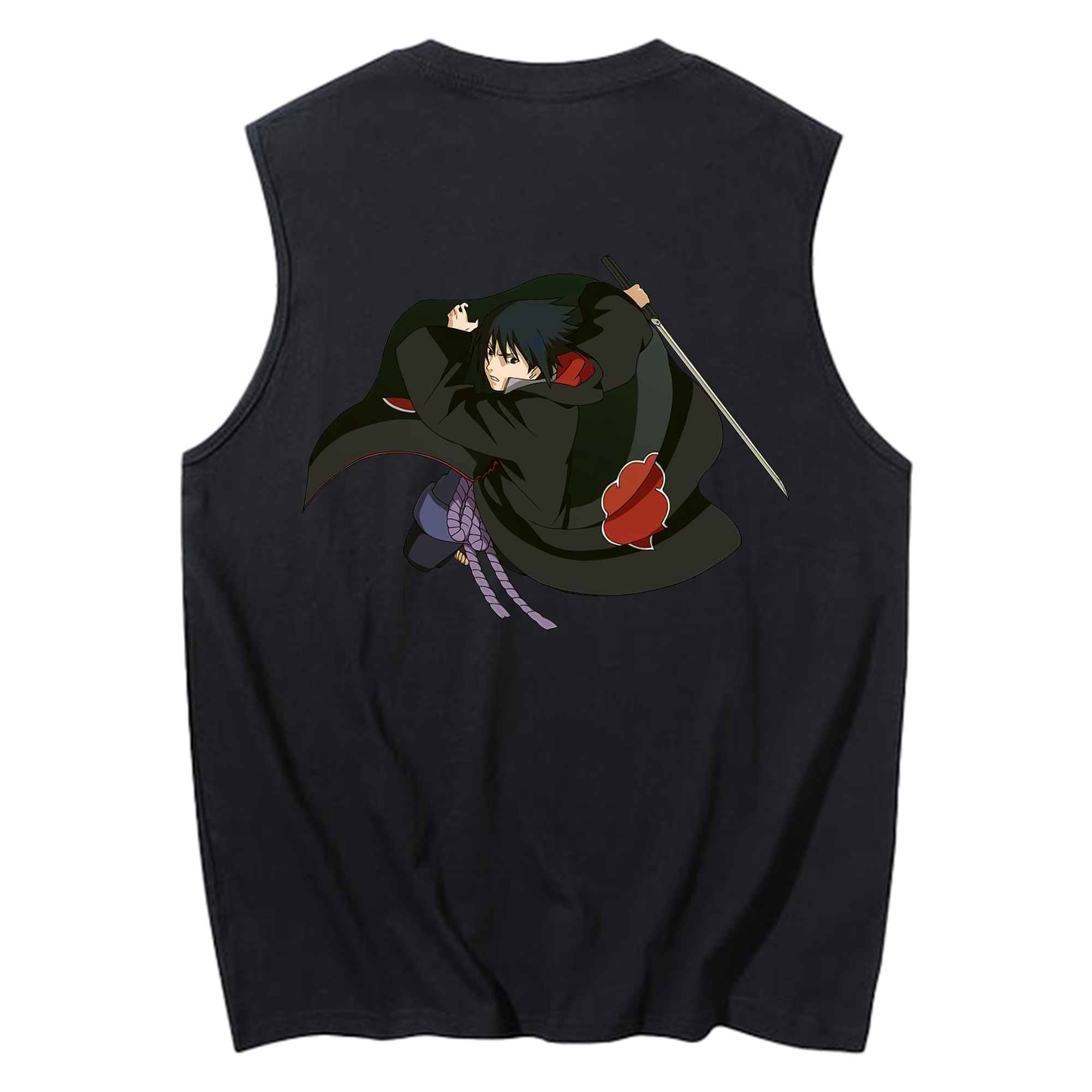 （画像用） NARUTO -ナルト- うちは サスケ Uchiha Sasuke コットン100％タンクトップ（背面プリント）