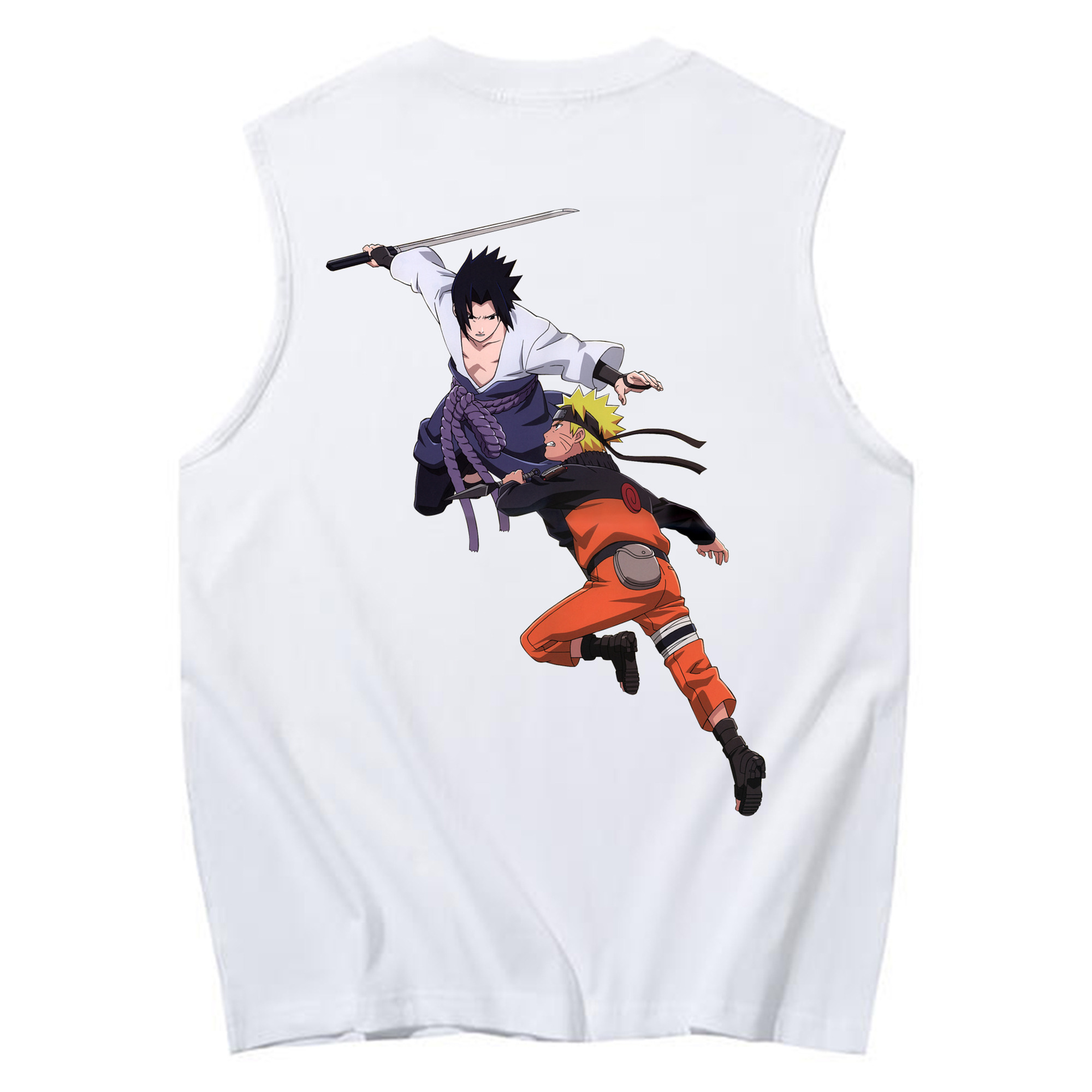 （画像用） NARUTO -ナルト- うちは サスケ Uchiha Sasuke コットン100％タンクトップ（背面プリント）