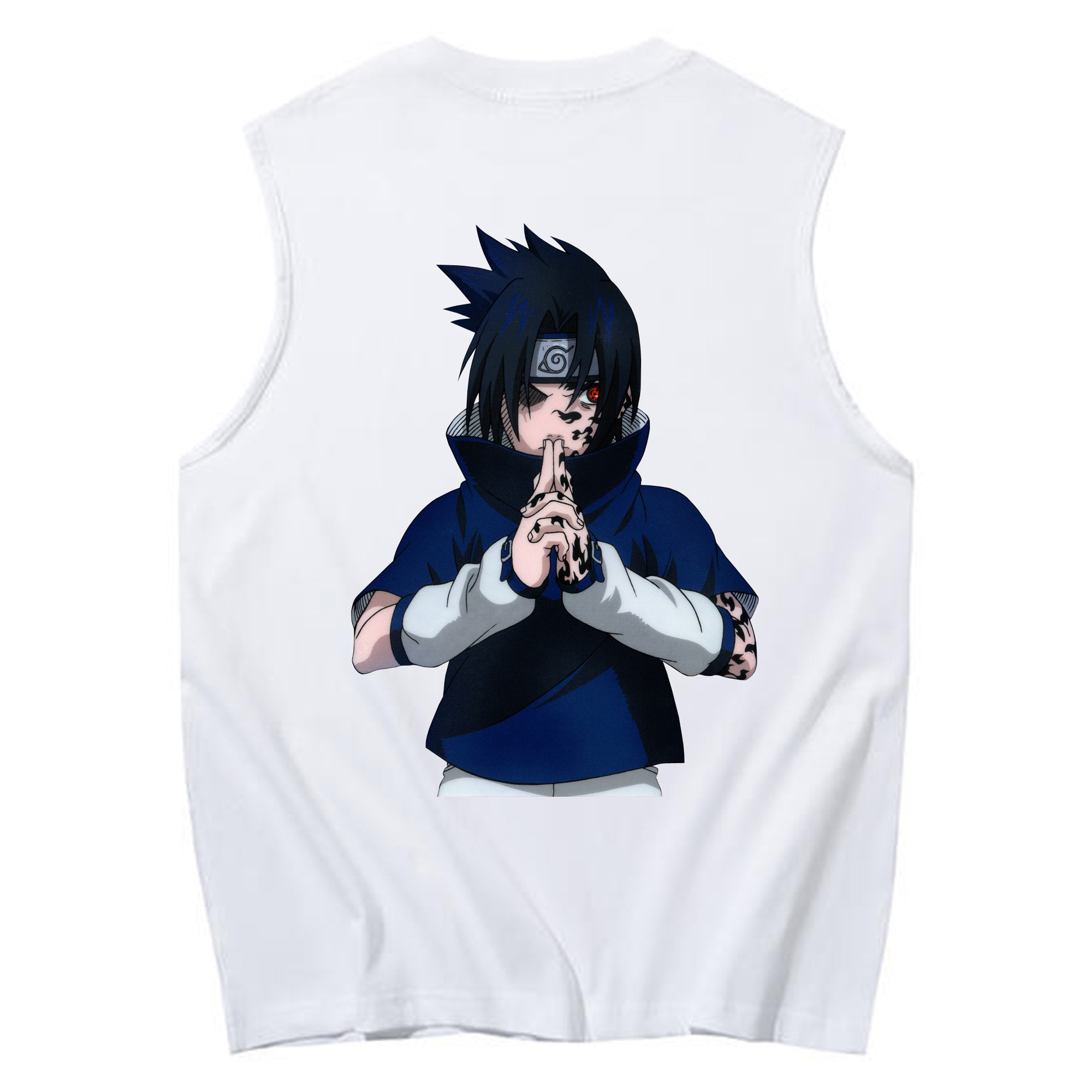 （画像用） NARUTO -ナルト- うちは サスケ Uchiha Sasuke コットン100％タンクトップ（背面プリント）