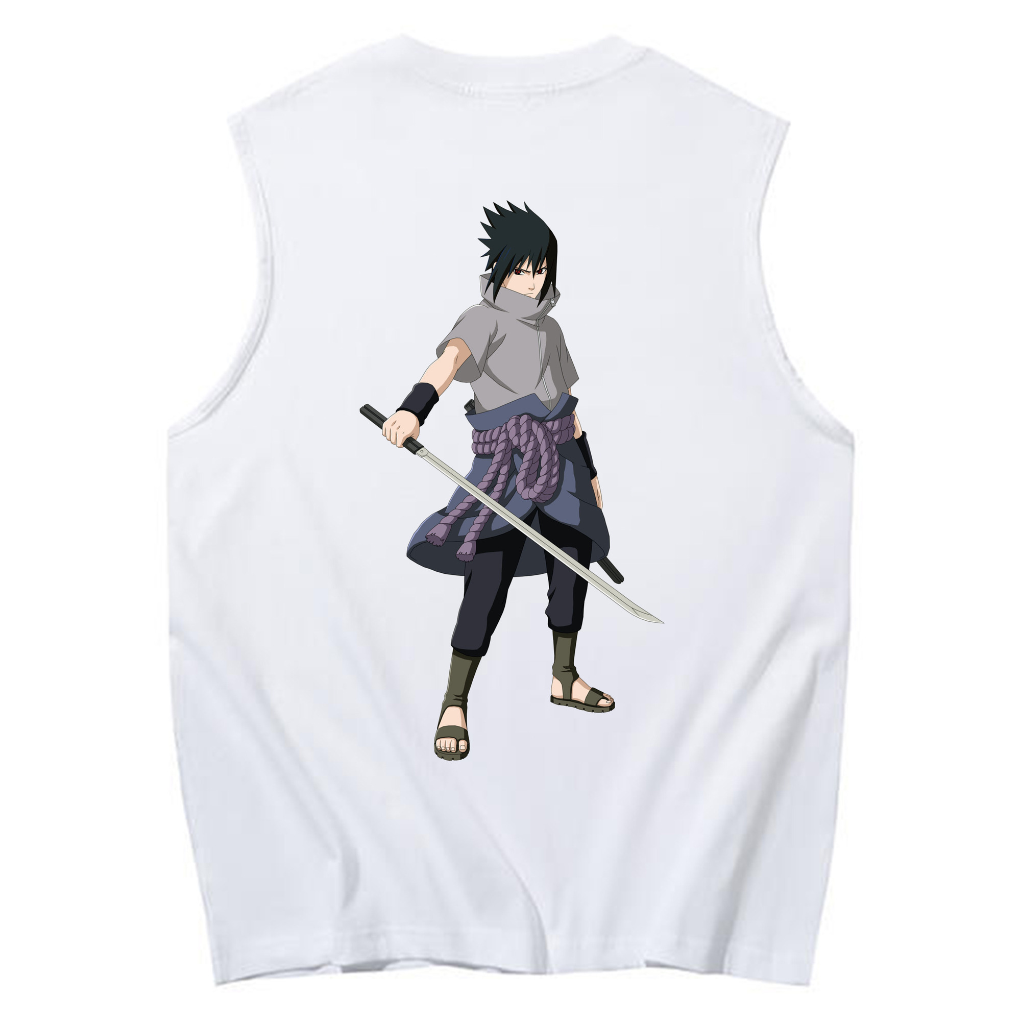 （画像用） NARUTO -ナルト- うちは サスケ Uchiha Sasuke コットン100％タンクトップ（背面プリント）