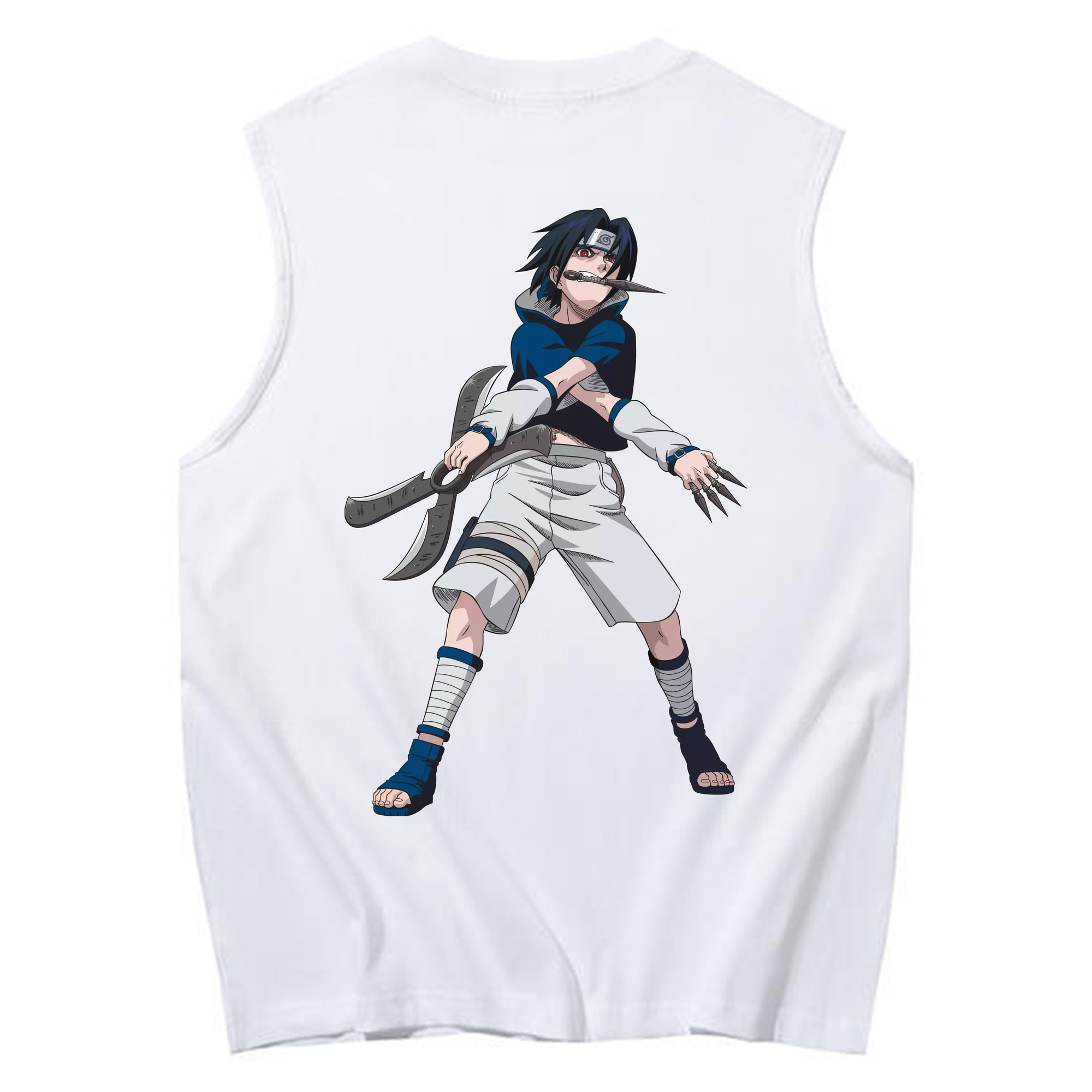 （画像用） NARUTO -ナルト- うちは サスケ Uchiha Sasuke コットン100％タンクトップ（背面プリント）