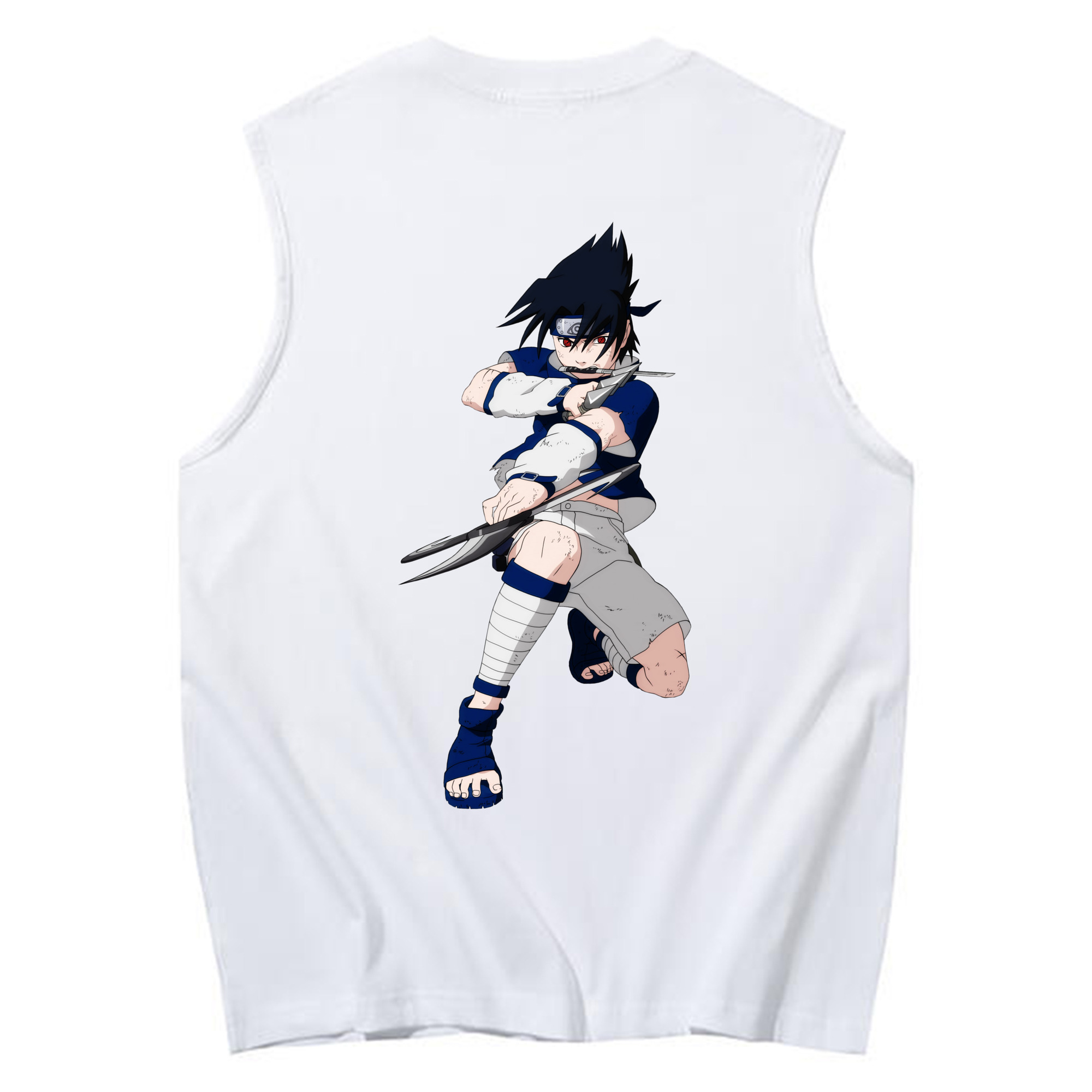（画像用） NARUTO -ナルト- うちは サスケ Uchiha Sasuke コットン100％タンクトップ（背面プリント）