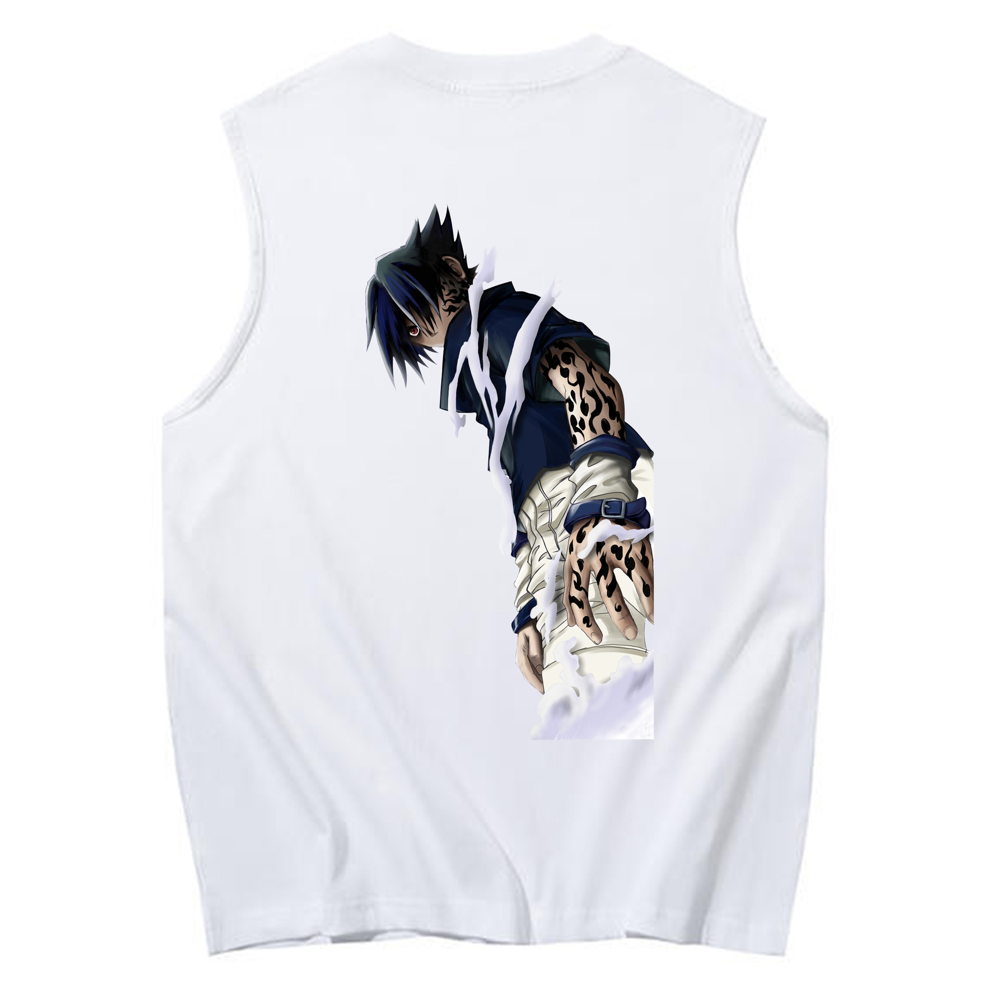 （画像用） NARUTO -ナルト- うちは サスケ Uchiha Sasuke コットン100％タンクトップ（背面プリント）