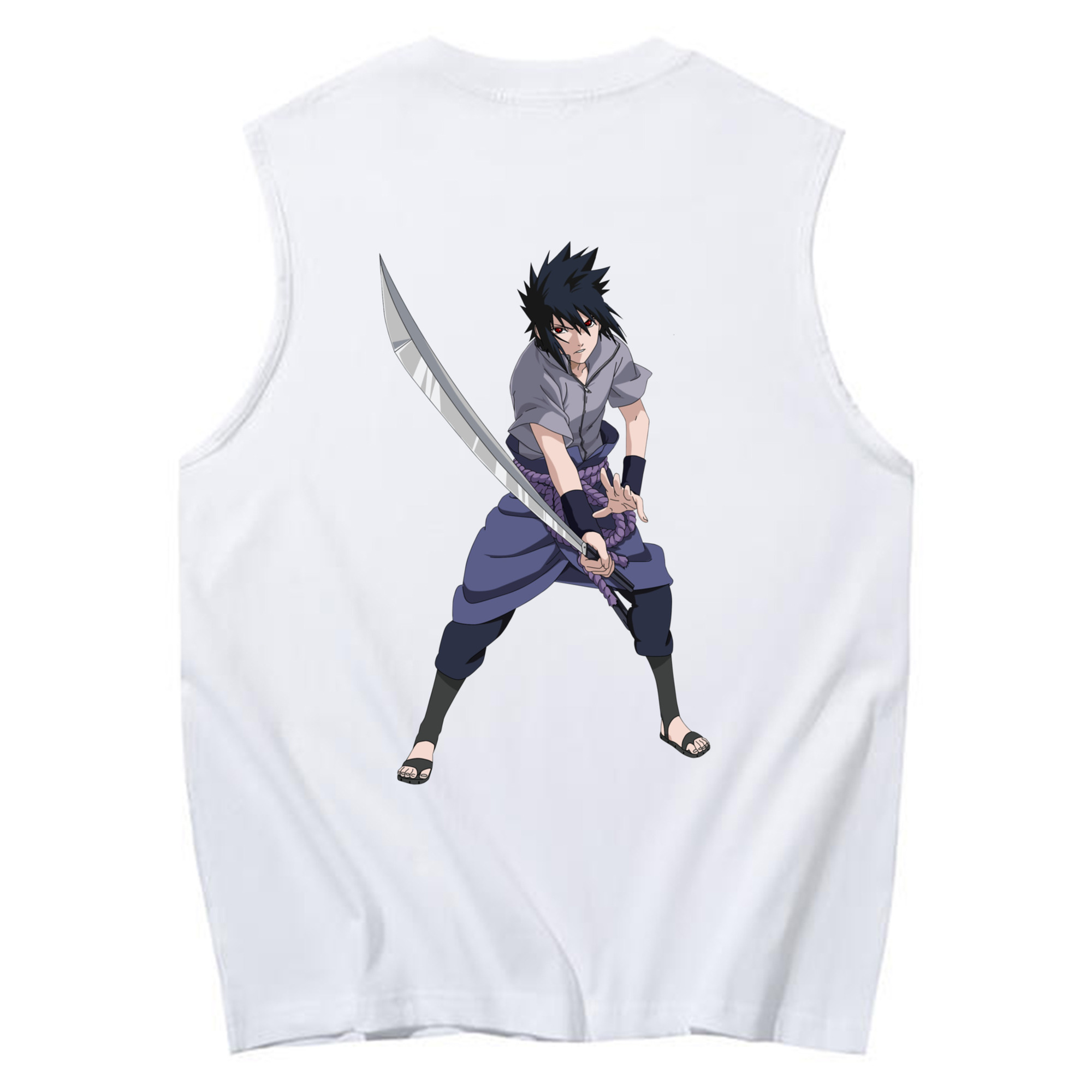 （画像用） NARUTO -ナルト- うちは サスケ Uchiha Sasuke コットン100％タンクトップ（背面プリント）