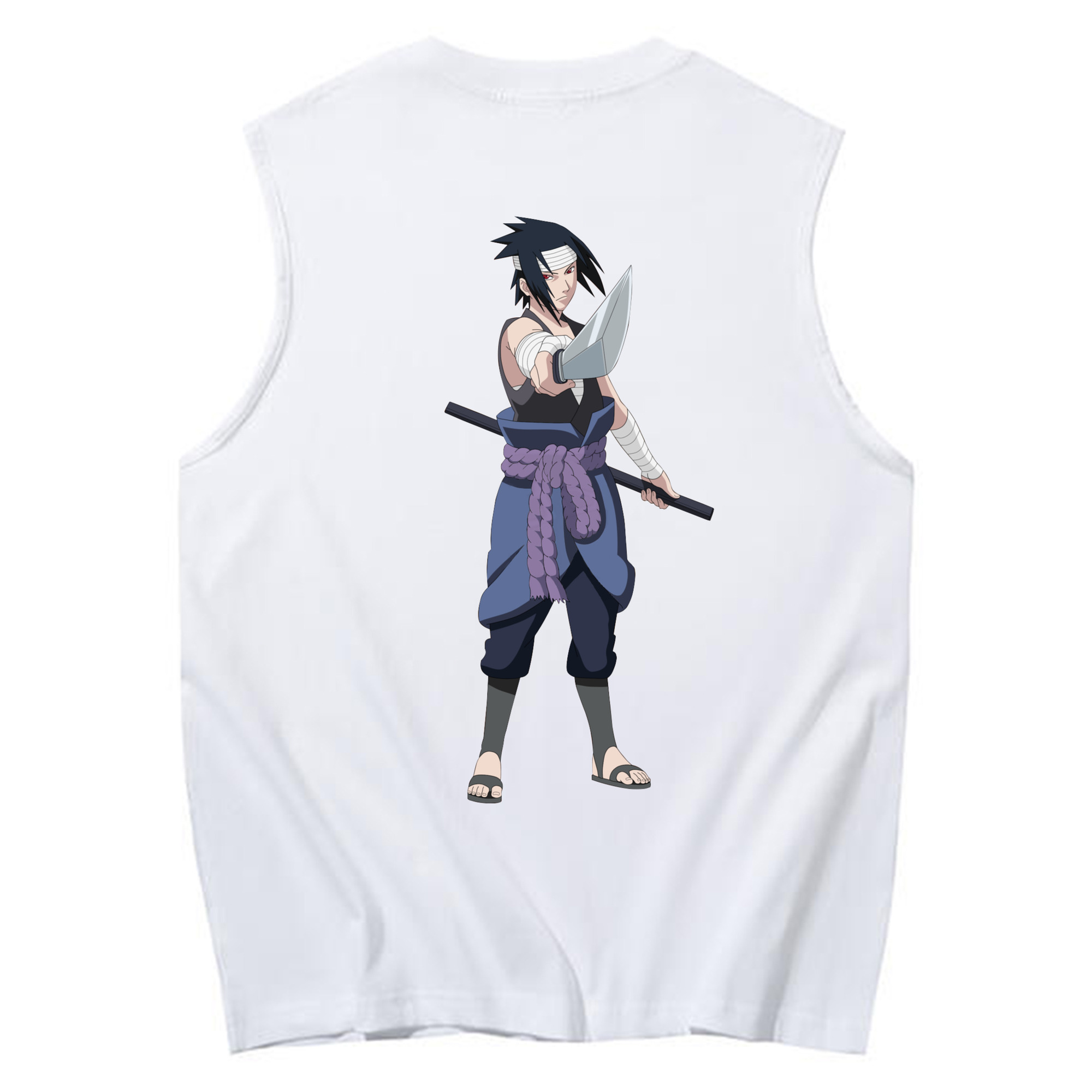 （画像用） NARUTO -ナルト- うちは サスケ Uchiha Sasuke コットン100％タンクトップ（背面プリント）