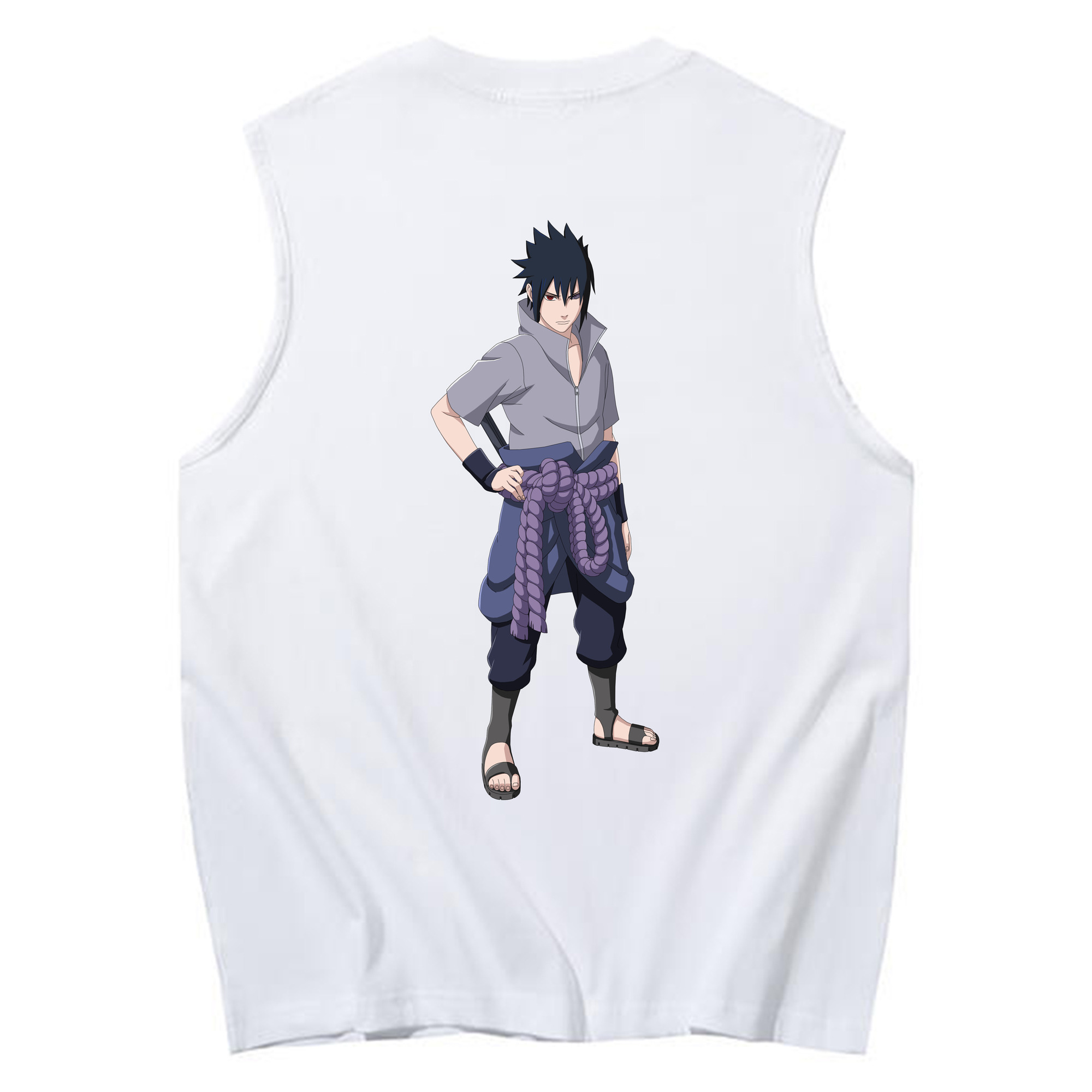 （画像用） NARUTO -ナルト- うちは サスケ Uchiha Sasuke コットン100％タンクトップ（背面プリント）