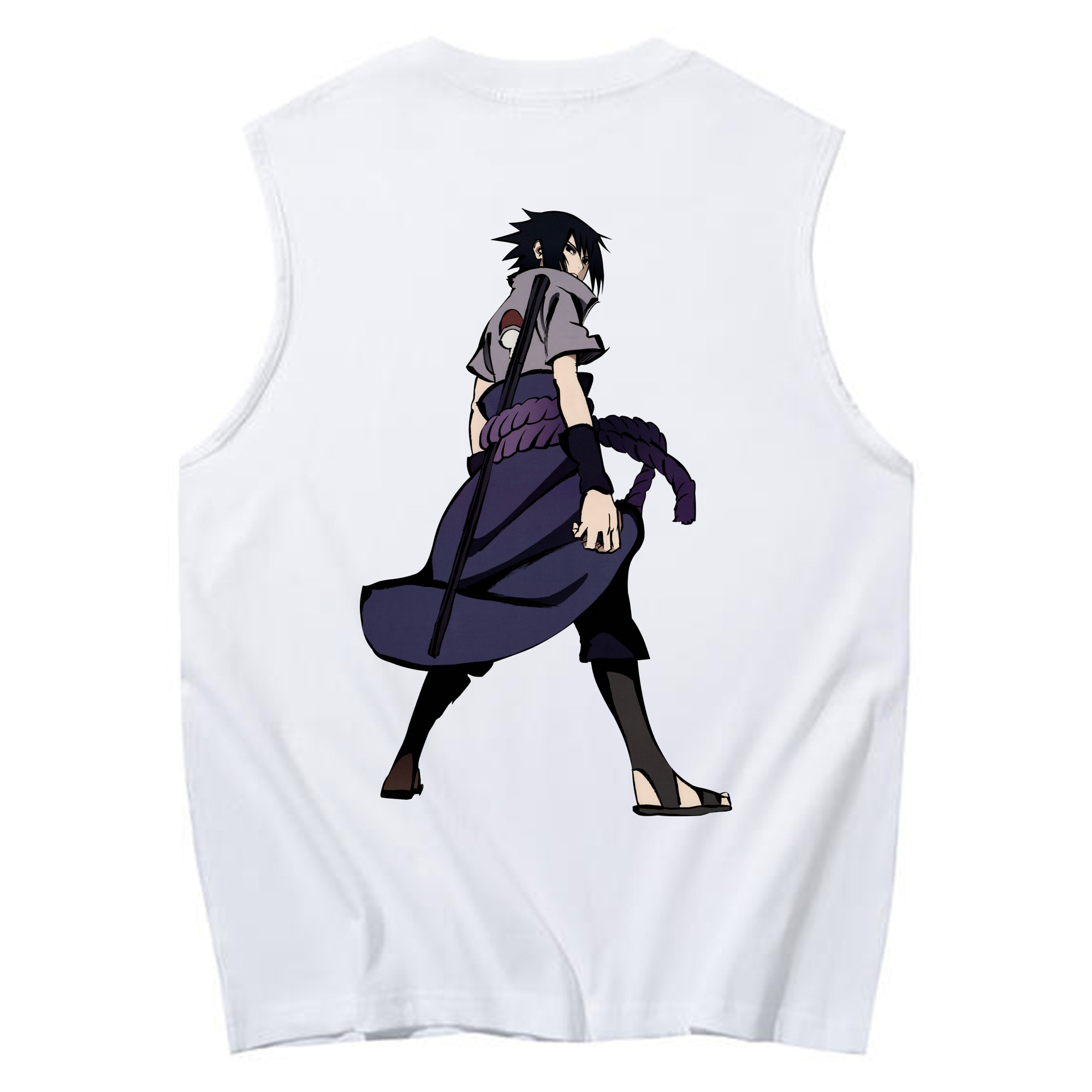 （画像用） NARUTO -ナルト- うちは サスケ Uchiha Sasuke コットン100％タンクトップ（背面プリント）