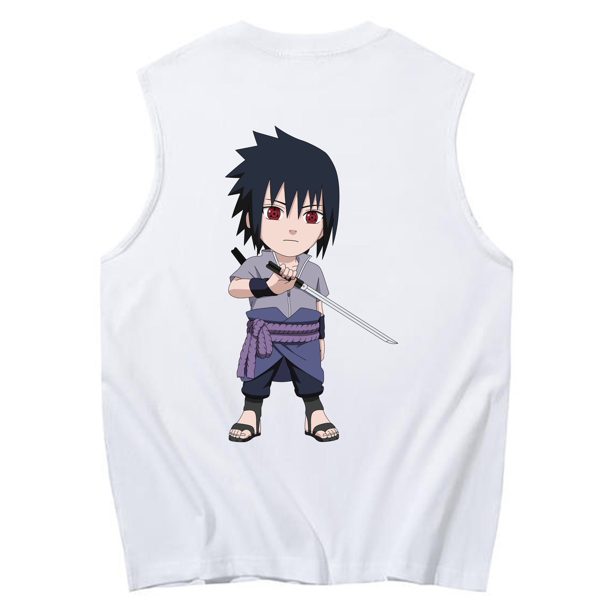 （画像用） NARUTO -ナルト- うちは サスケ Uchiha Sasuke コットン100％タンクトップ（背面プリント）
