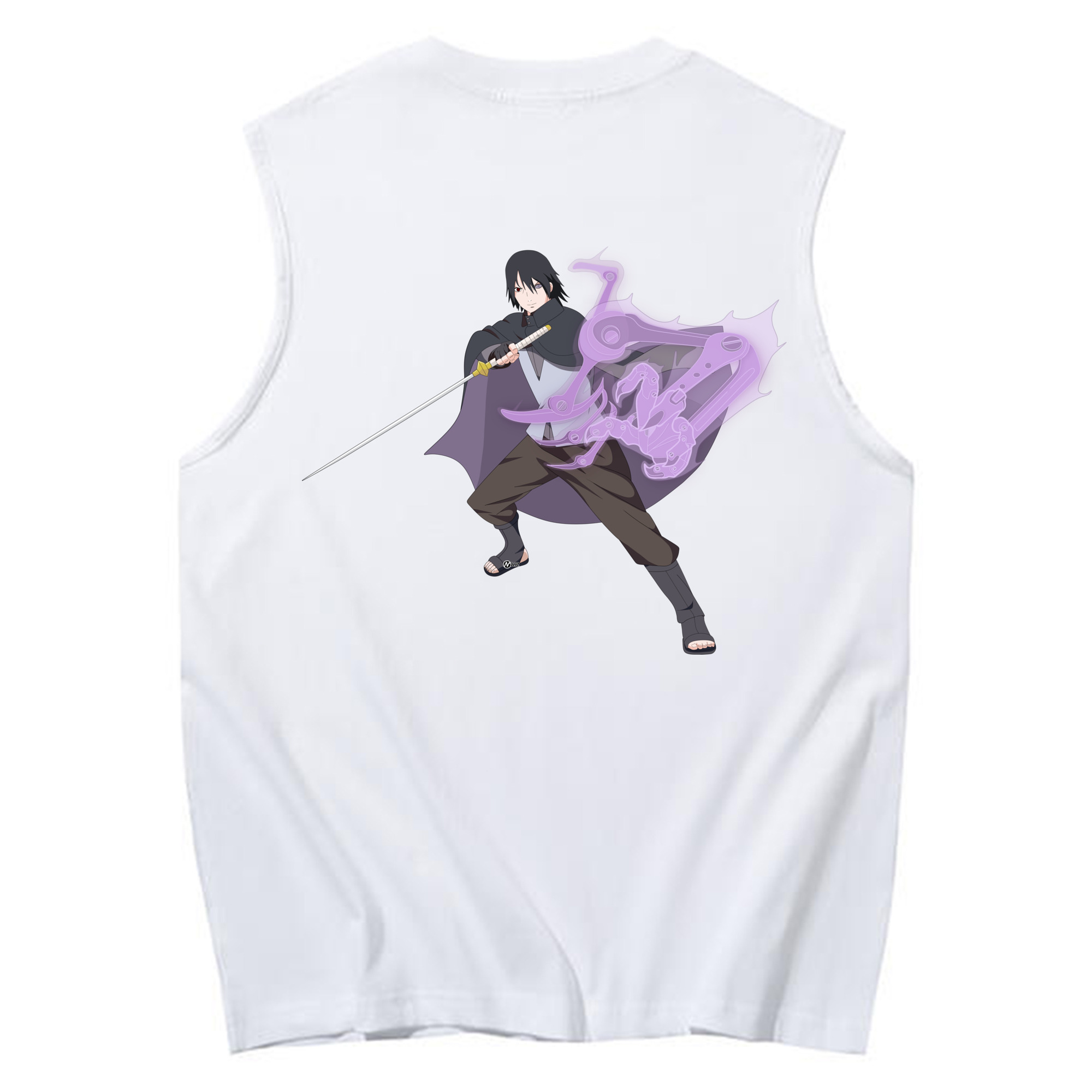 （画像用） NARUTO -ナルト- うちは サスケ Uchiha Sasuke コットン100％タンクトップ（背面プリント）