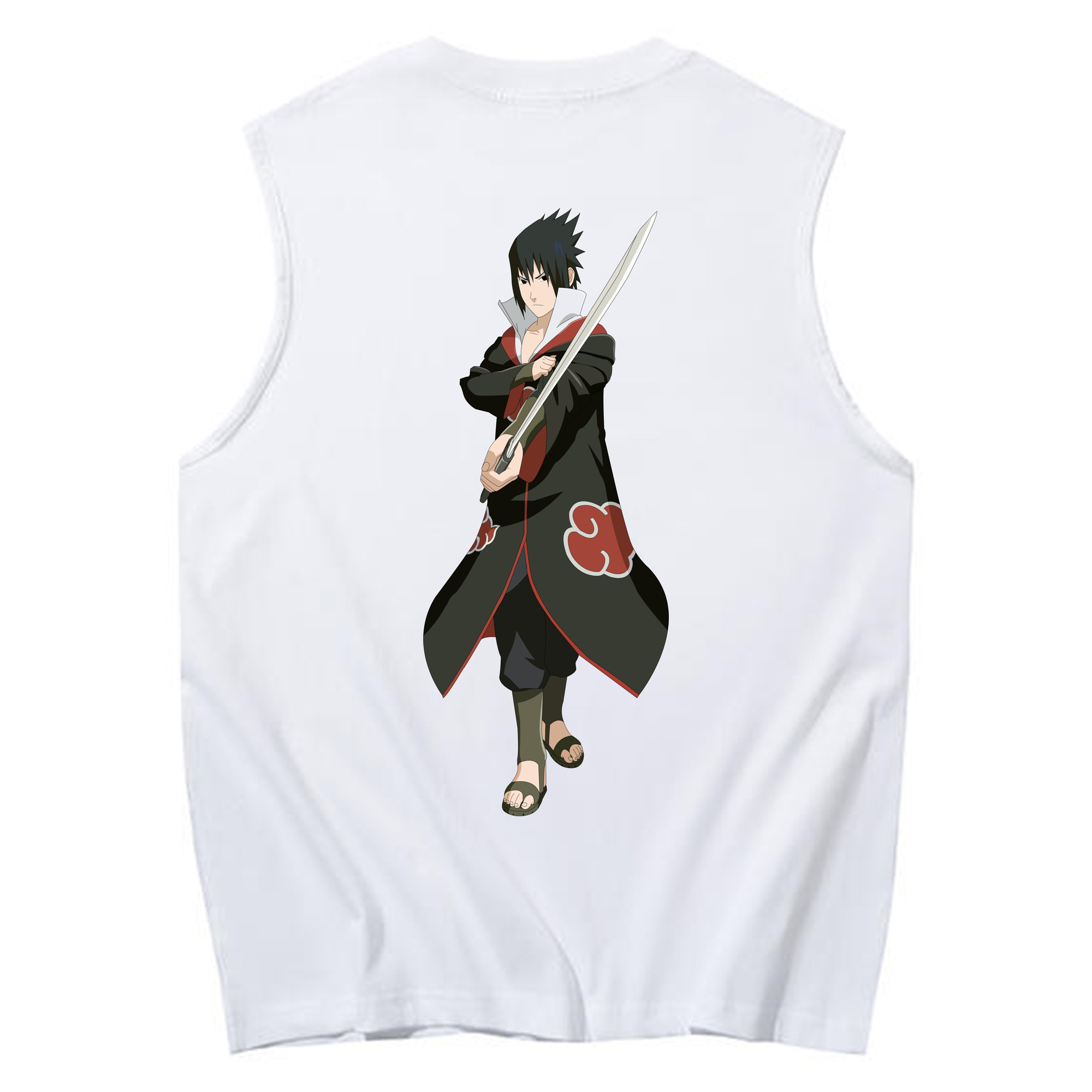 （画像用） NARUTO -ナルト- うちは サスケ Uchiha Sasuke コットン100％タンクトップ（背面プリント）