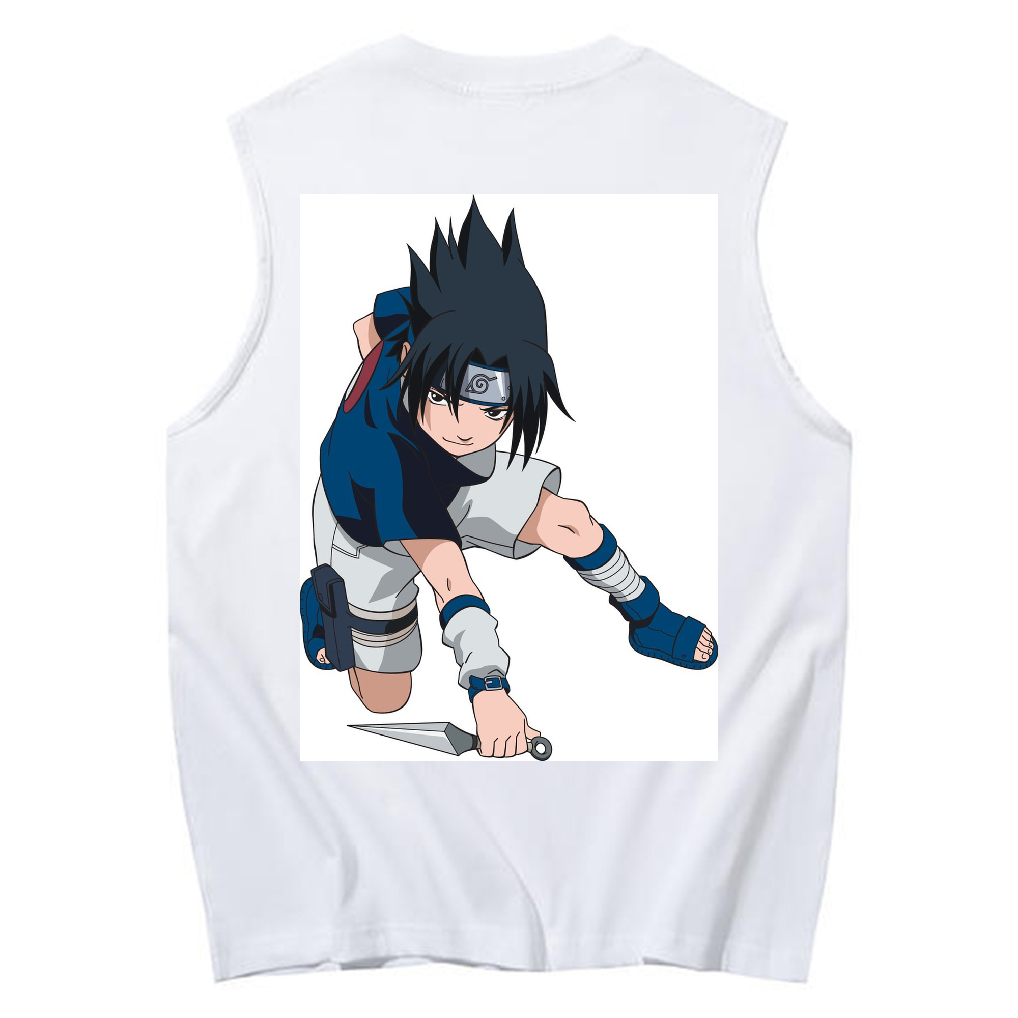 （画像用） NARUTO -ナルト- うちは サスケ Uchiha Sasuke コットン100％タンクトップ（背面プリント）