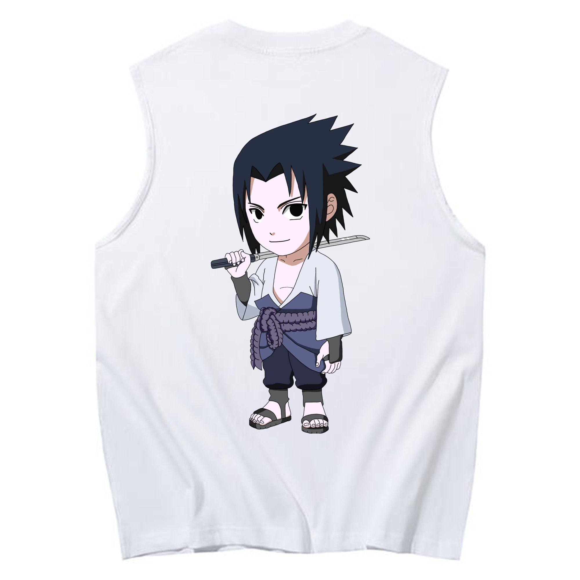 （画像用） NARUTO -ナルト- うちは サスケ Uchiha Sasuke コットン100％タンクトップ（背面プリント）