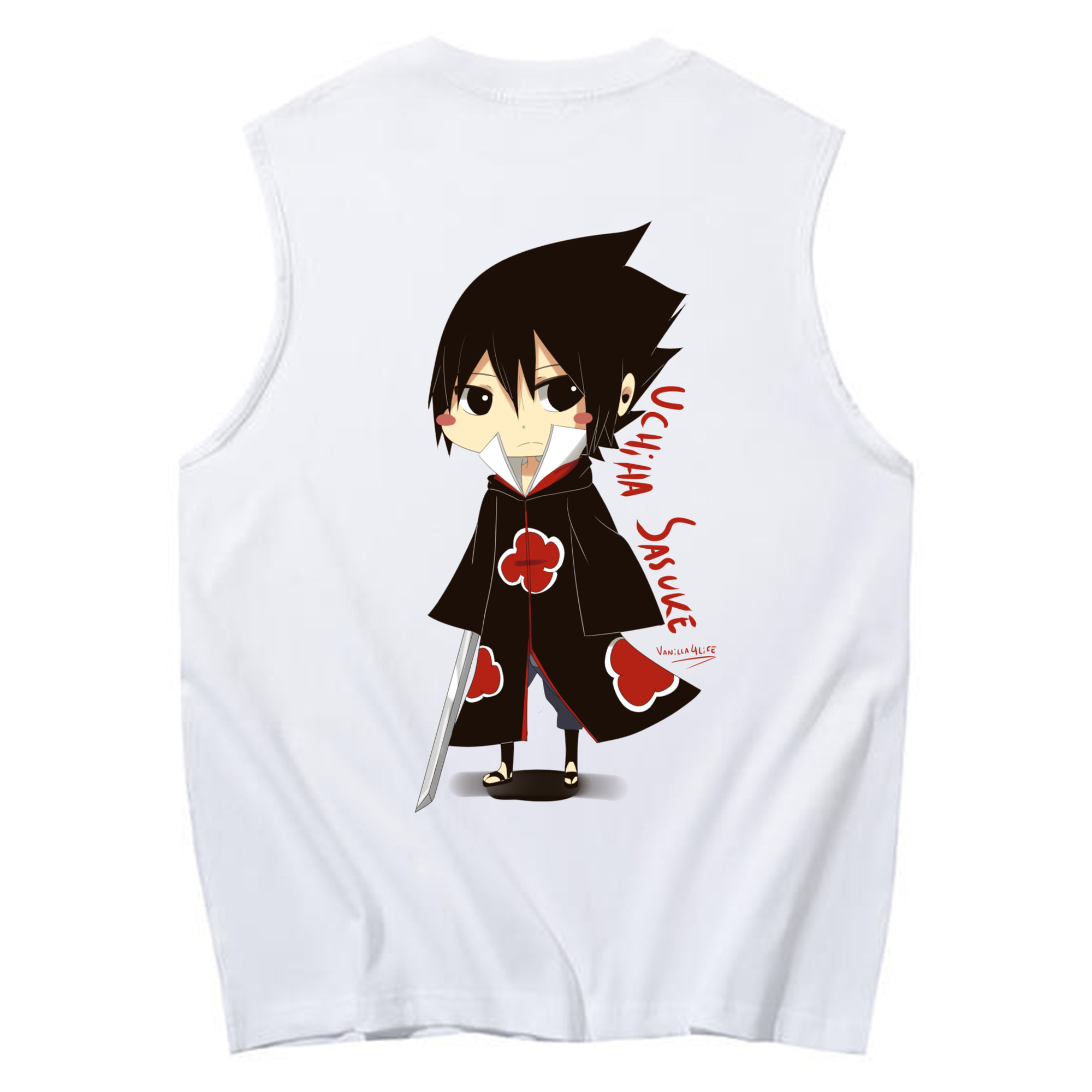 （画像用） NARUTO -ナルト- うちは サスケ Uchiha Sasuke コットン100％タンクトップ（背面プリント）