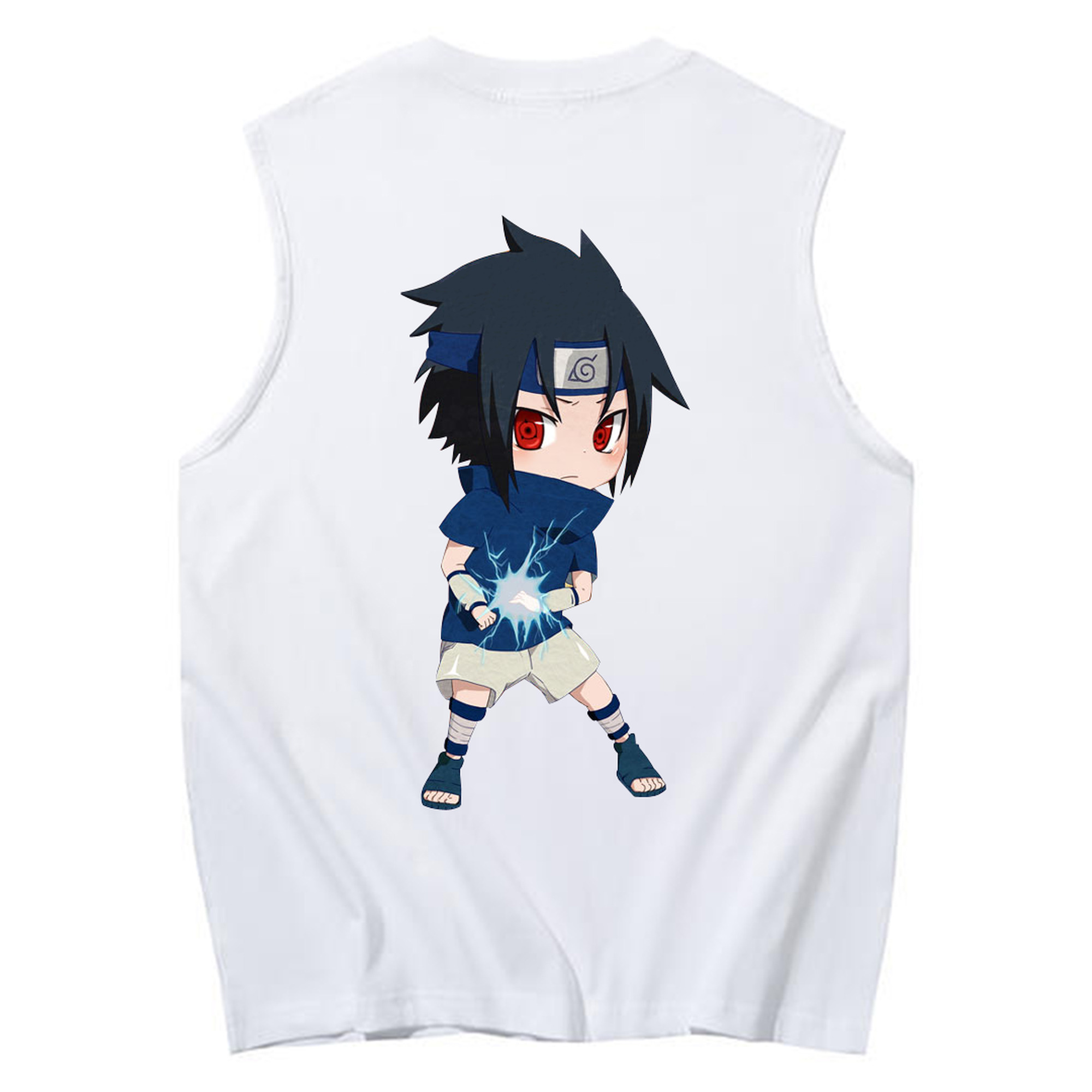 （画像用） NARUTO -ナルト- うちは サスケ Uchiha Sasuke コットン100％タンクトップ（背面プリント）