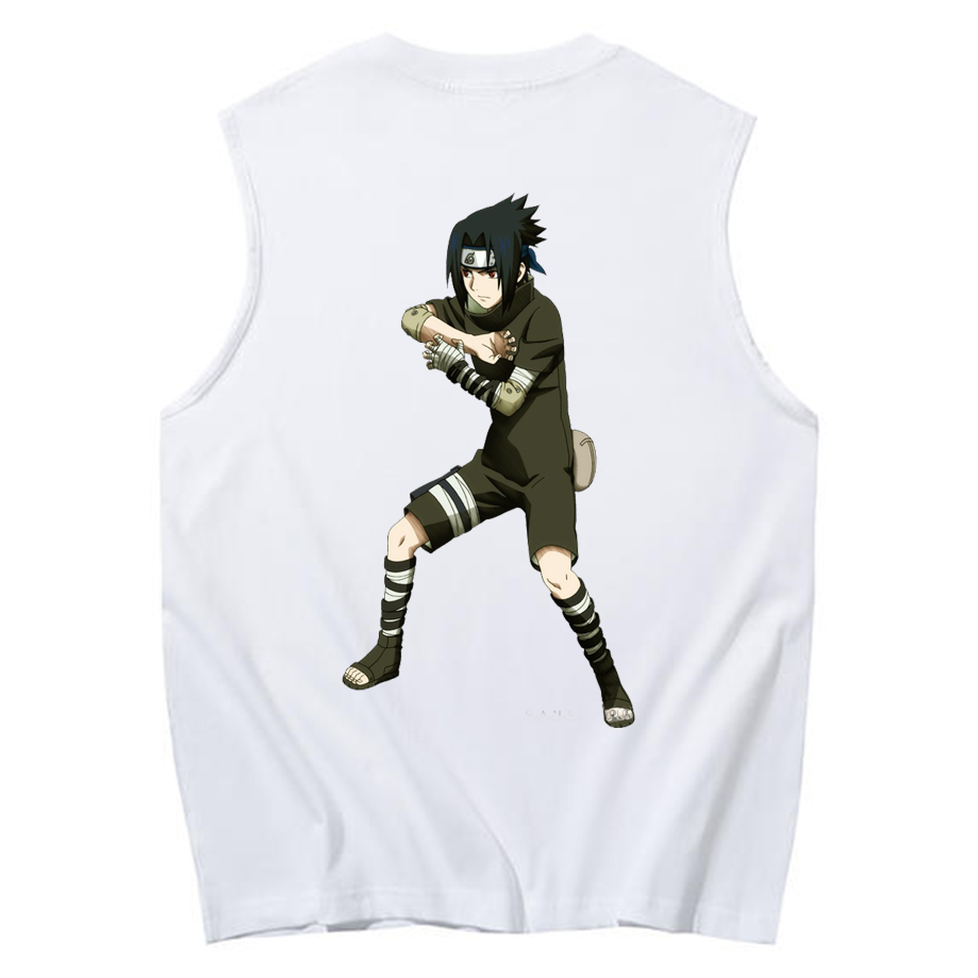 （画像用） NARUTO -ナルト- うちは サスケ Uchiha Sasuke コットン100％タンクトップ（背面プリント）