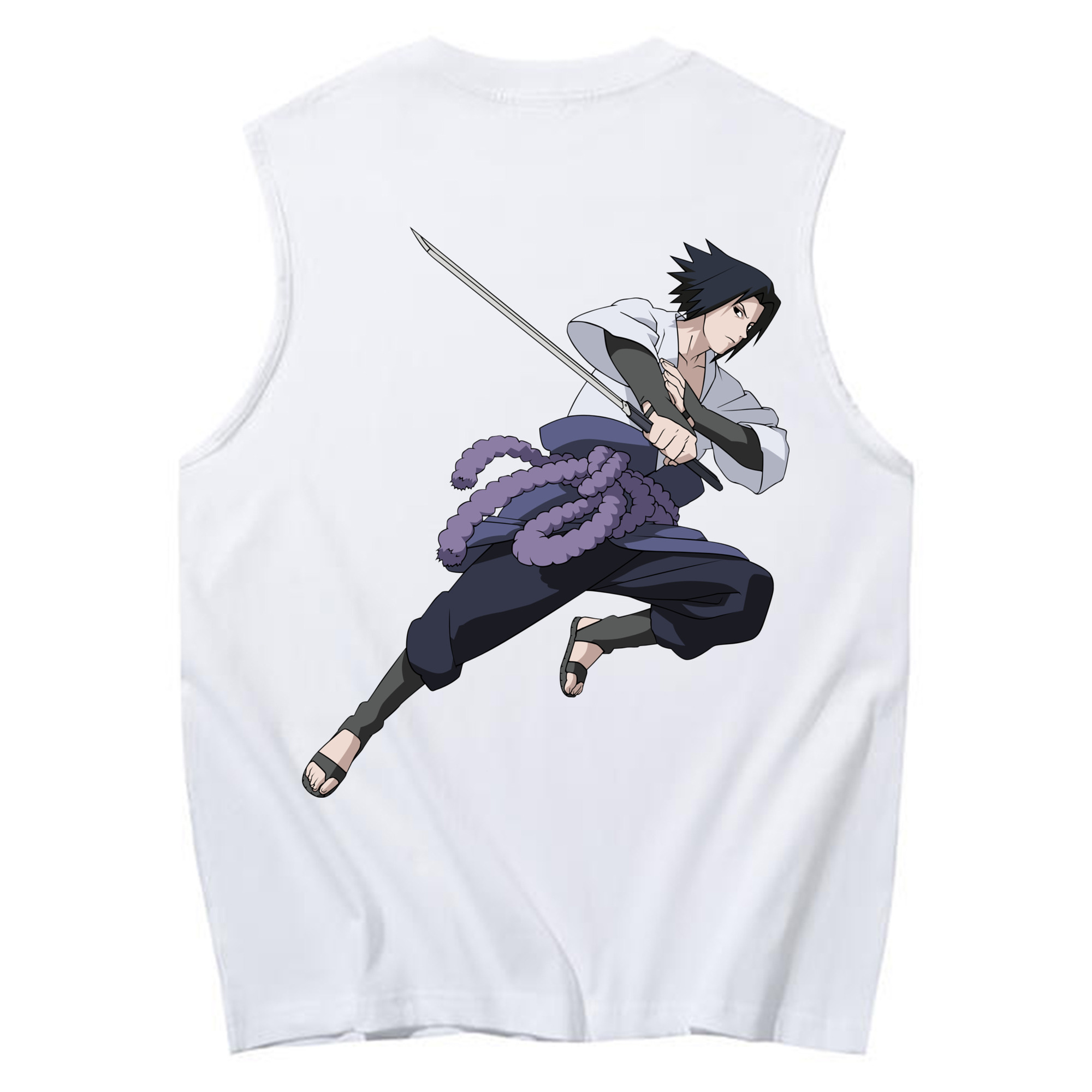 （画像用） NARUTO -ナルト- うちは サスケ Uchiha Sasuke コットン100％タンクトップ（背面プリント）