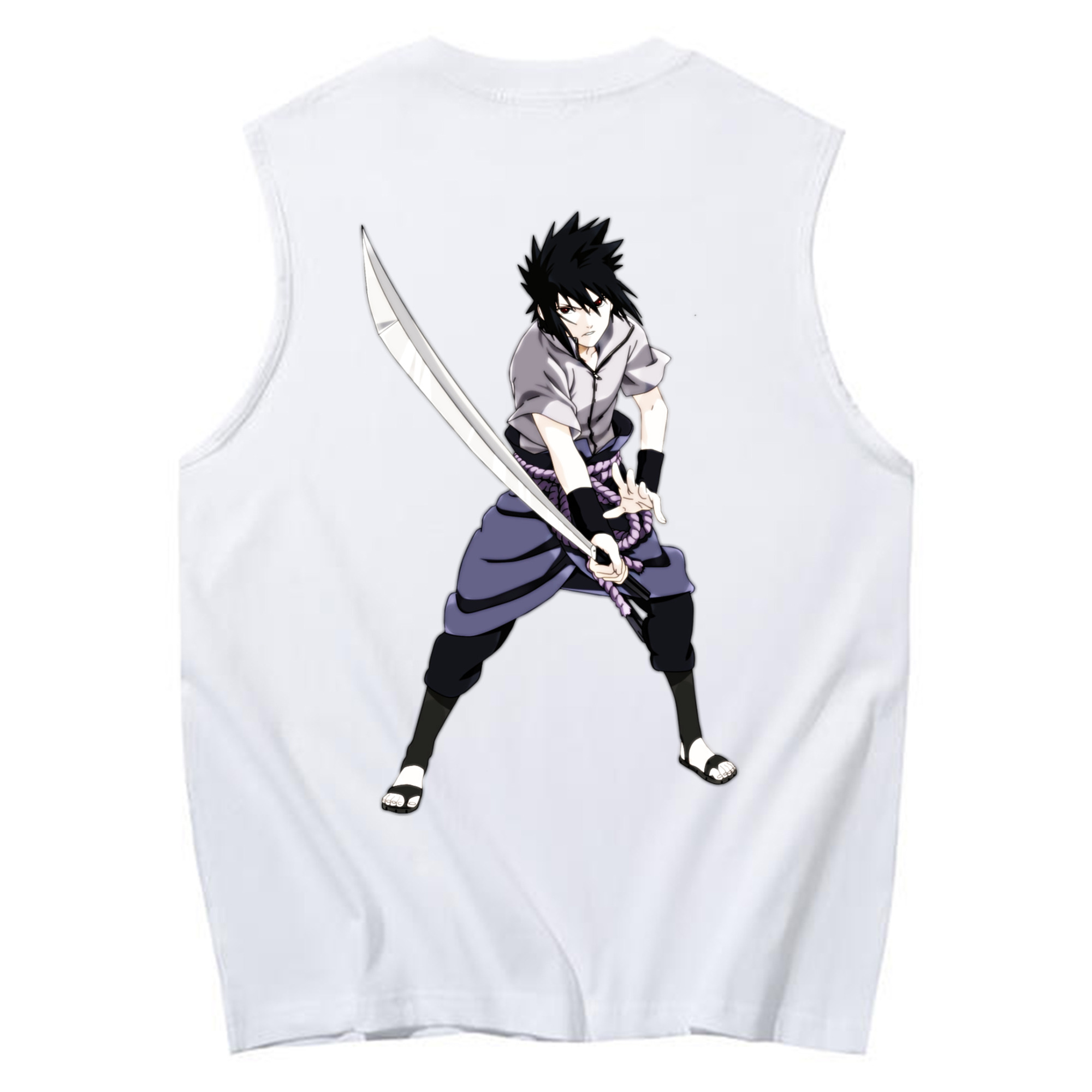 （画像用） NARUTO -ナルト- うちは サスケ Uchiha Sasuke コットン100％タンクトップ（背面プリント）