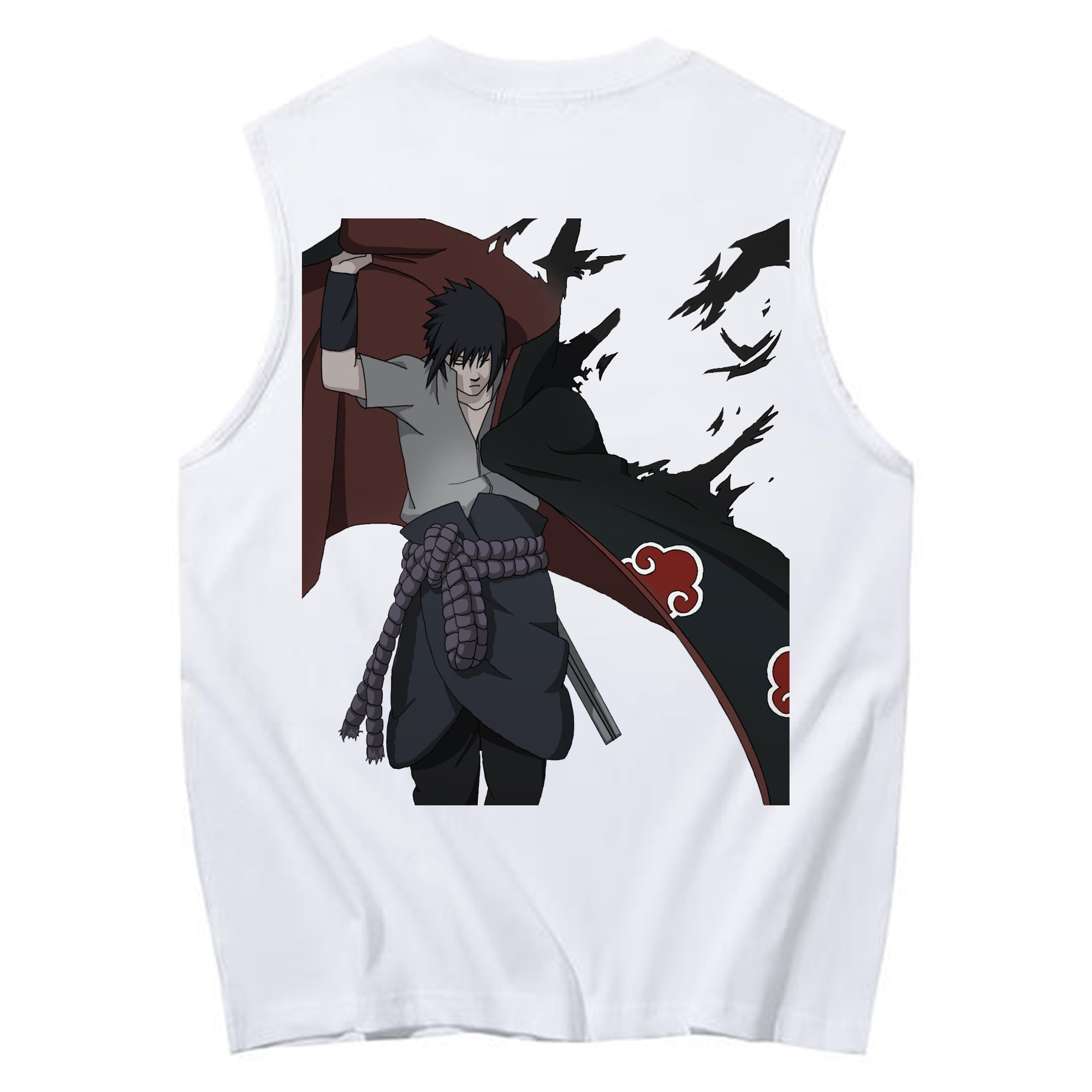 （画像用） NARUTO -ナルト- うちは サスケ Uchiha Sasuke コットン100％タンクトップ（背面プリント）